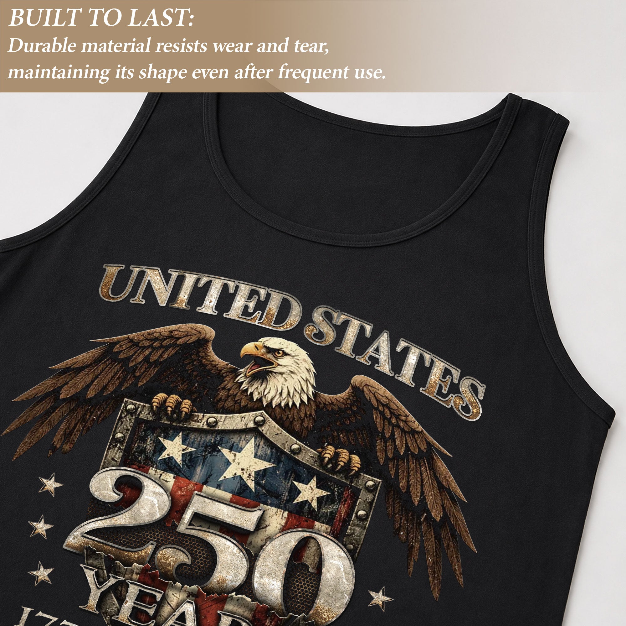 United States 1776-2026 Men Tank Top Patriotic 250 Years Bald Eagle American Flag Shield Shirt