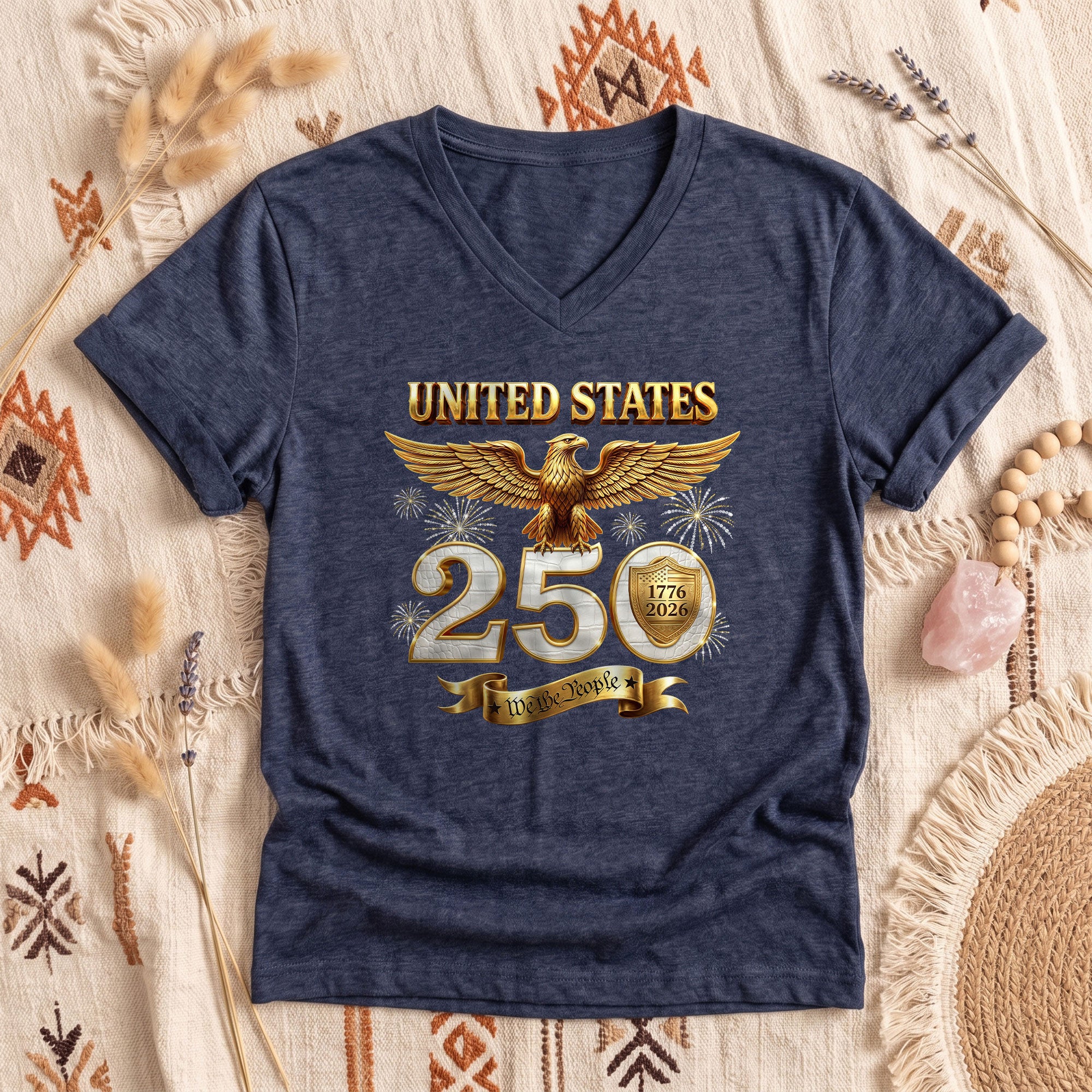 United States 250 Year Anniversary T Shirt We The People Patriotic V Neck Graphic Tee