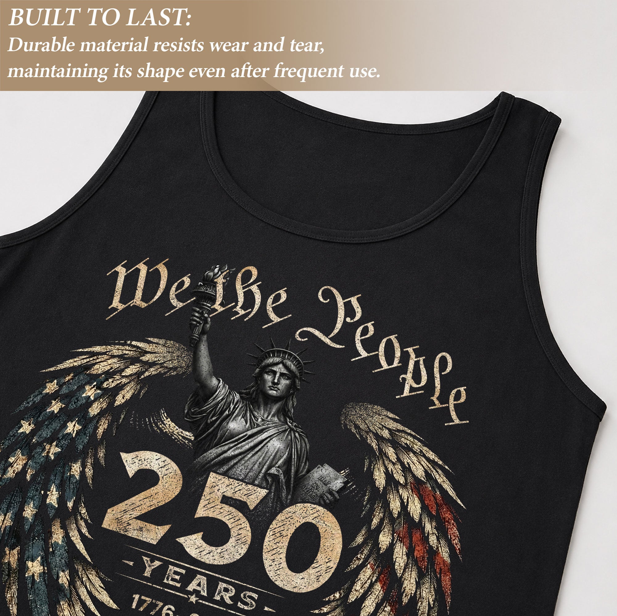 Men Tank Top Patriotic We The People Statue Of Liberty 1776-2026 Eagle Wings Flag Vest