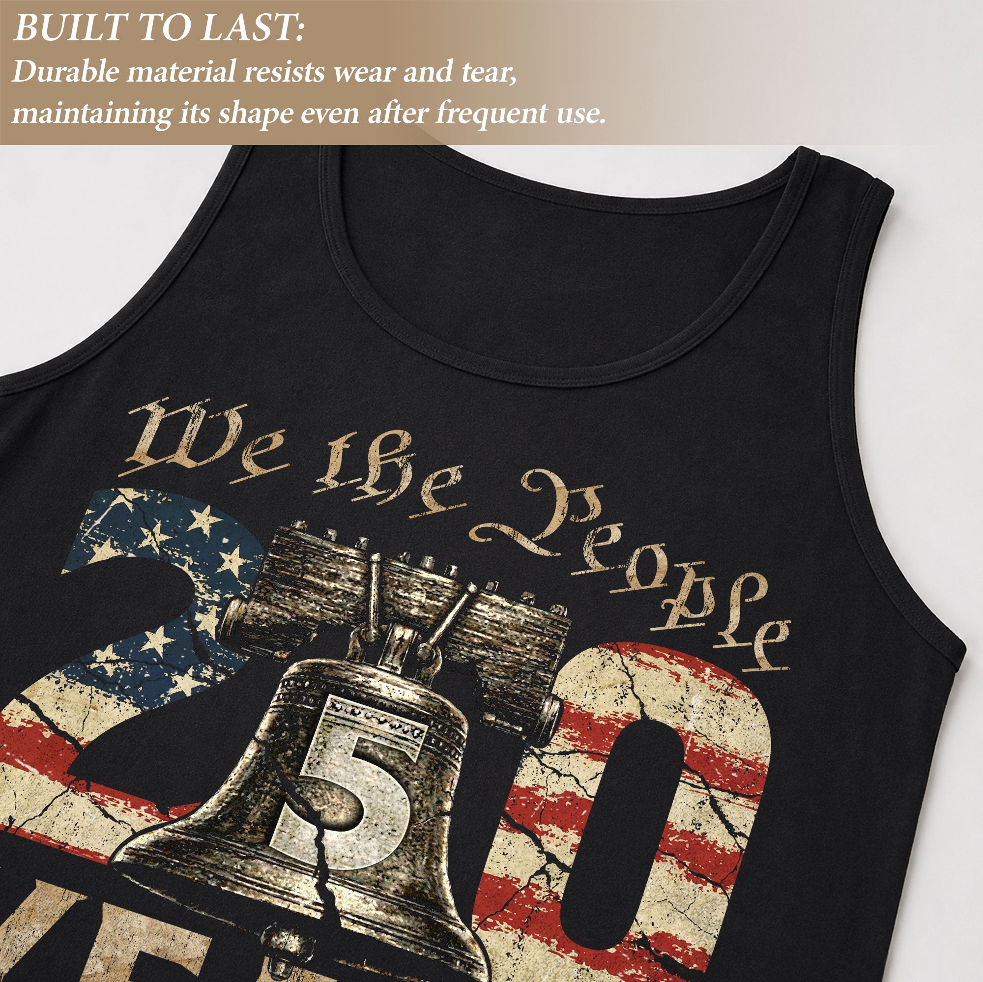 Men Tank Top Patriotic We The People 1776-2026 250 Years Liberty Bell American Flag Vest