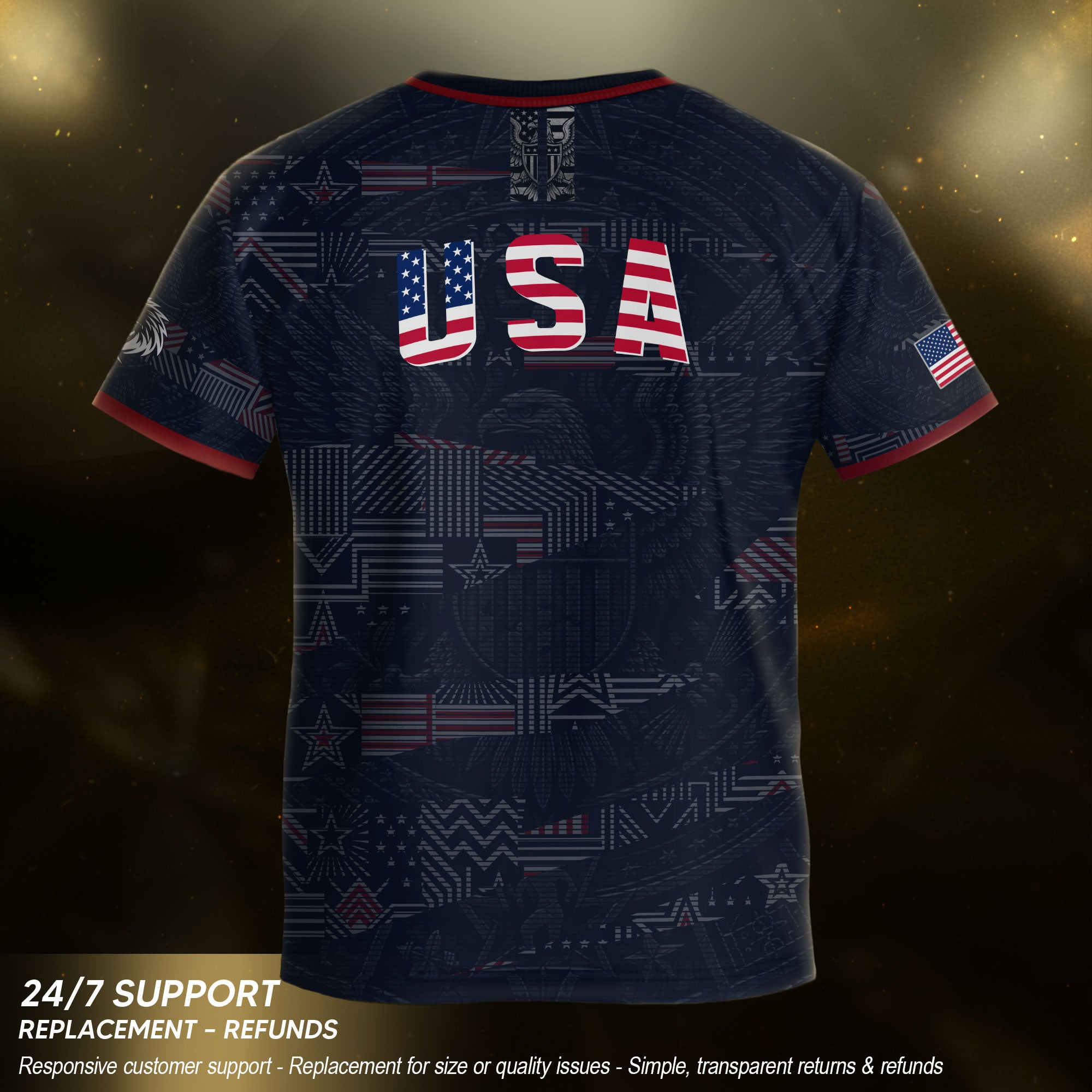 USA Kid Navy Soccer Jersey American Flag Eagle Football Shirt Graphic Youth