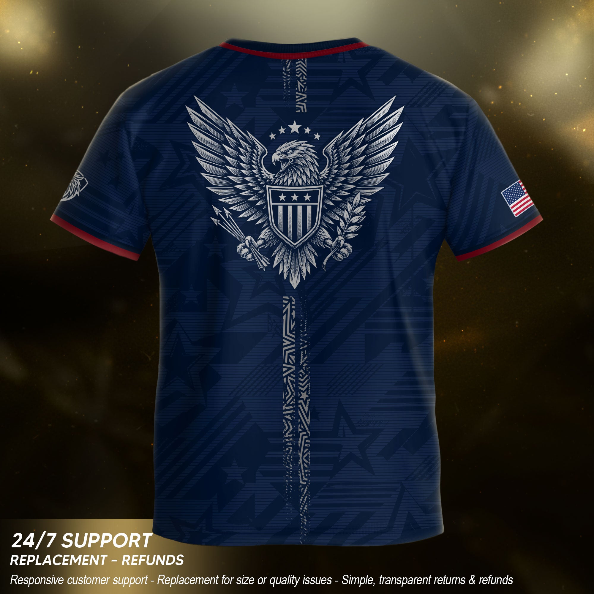 USA Kid Soccer Jersey Majestic Eagle Holding Flag Football Shirt Navy Youth Sports Top