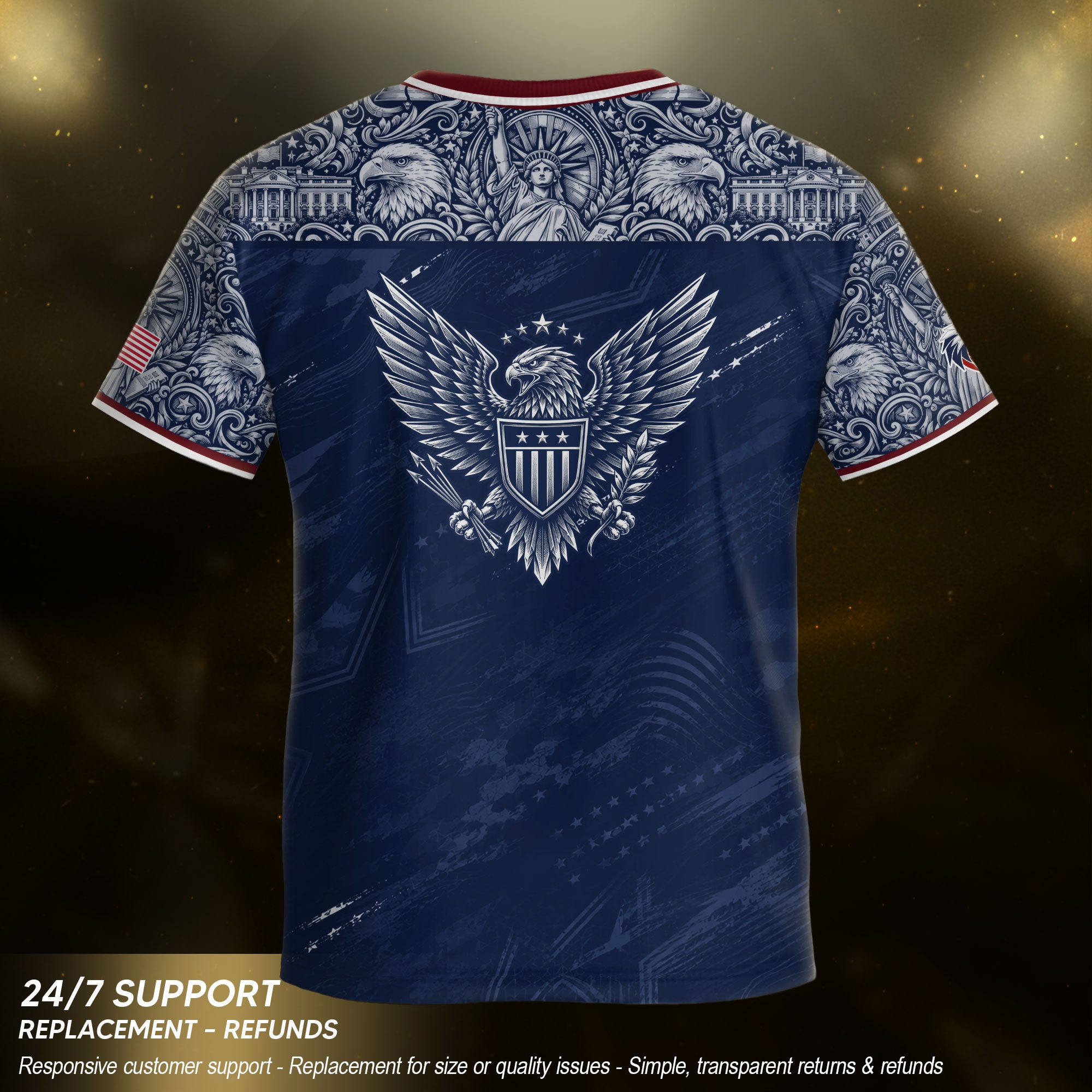 USA Kid Soccer Jersey Statue of Liberty Eagle Football Shirt Navy Youth Graphic Top