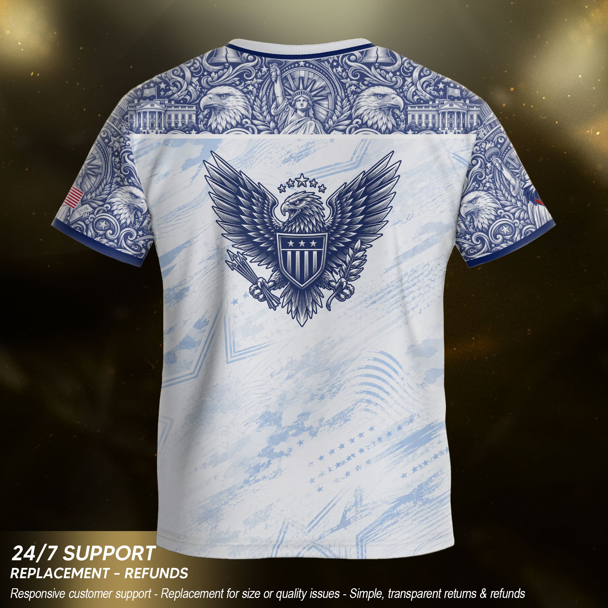 USA Kid Soccer Jersey Statue of Liberty Eagle Football Shirt White Youth Graphic Top