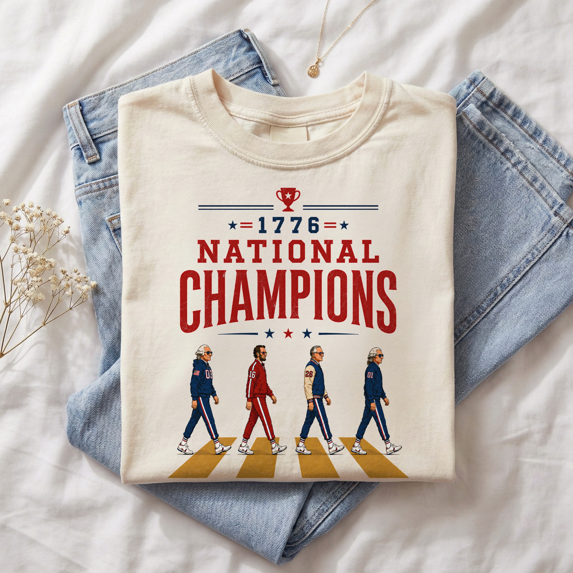 Vintage Abbey Road US Presidents 1776 National Champions White Unisex Regular Fit Tee