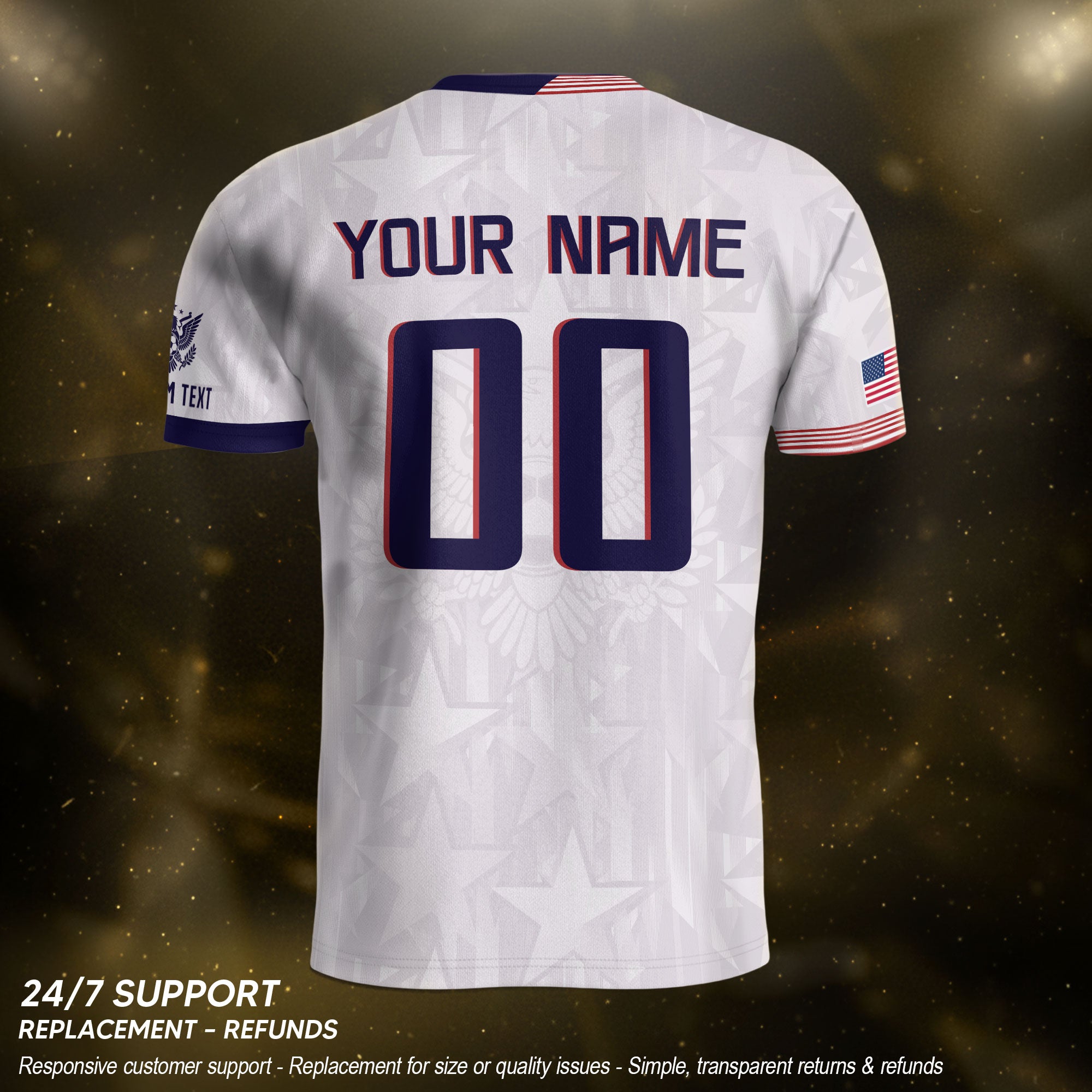 Personalized USA Soccer Jersey White Custom Name Number Patriotic Outdoor Sportswear