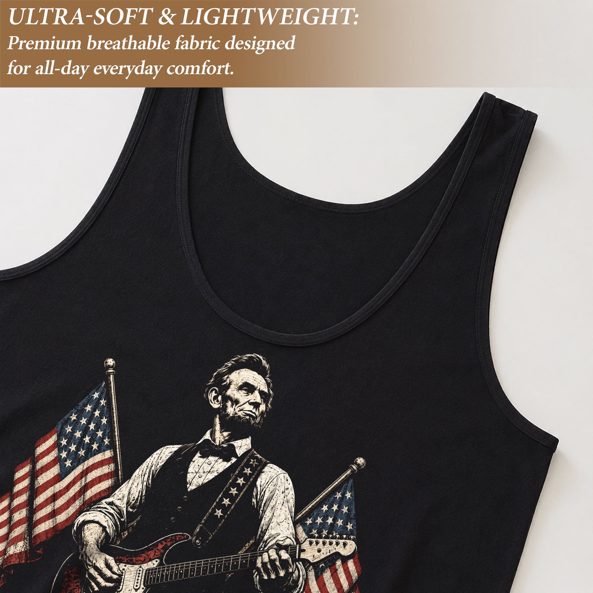 Lincoln Rock Guitar Women Tank Top Vintage 1776-2026 Patriotic Sleeveless Shirt