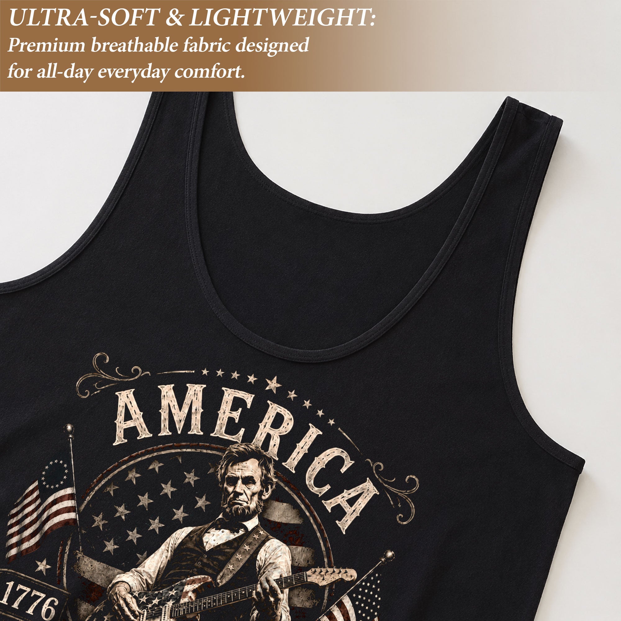 Womens 250 Years Celebration Tank Top Retro Heritage Lincoln Rocker Dual Flags Shirt