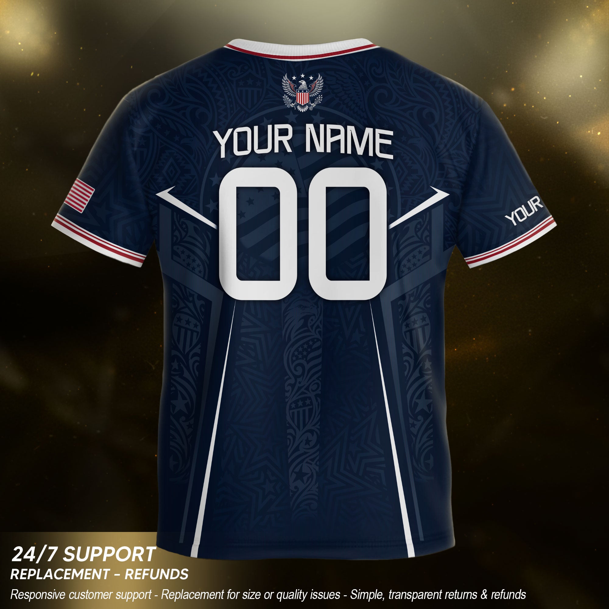 Custom Navy Blue USA Soccer Jersey and Shorts Set Kid Personalized Name and Number