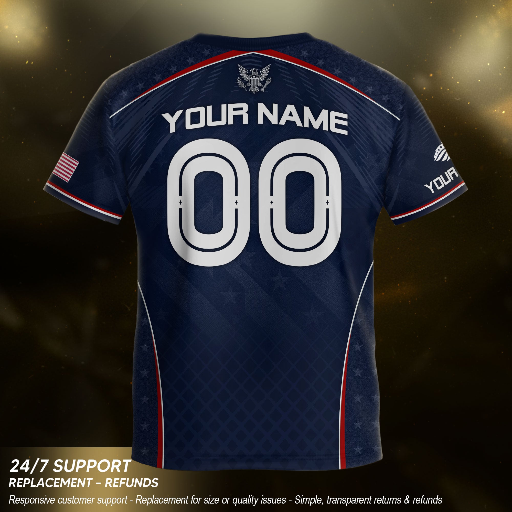 Custom Dark Navy USA Soccer Uniform Personalized Name Number For Kid