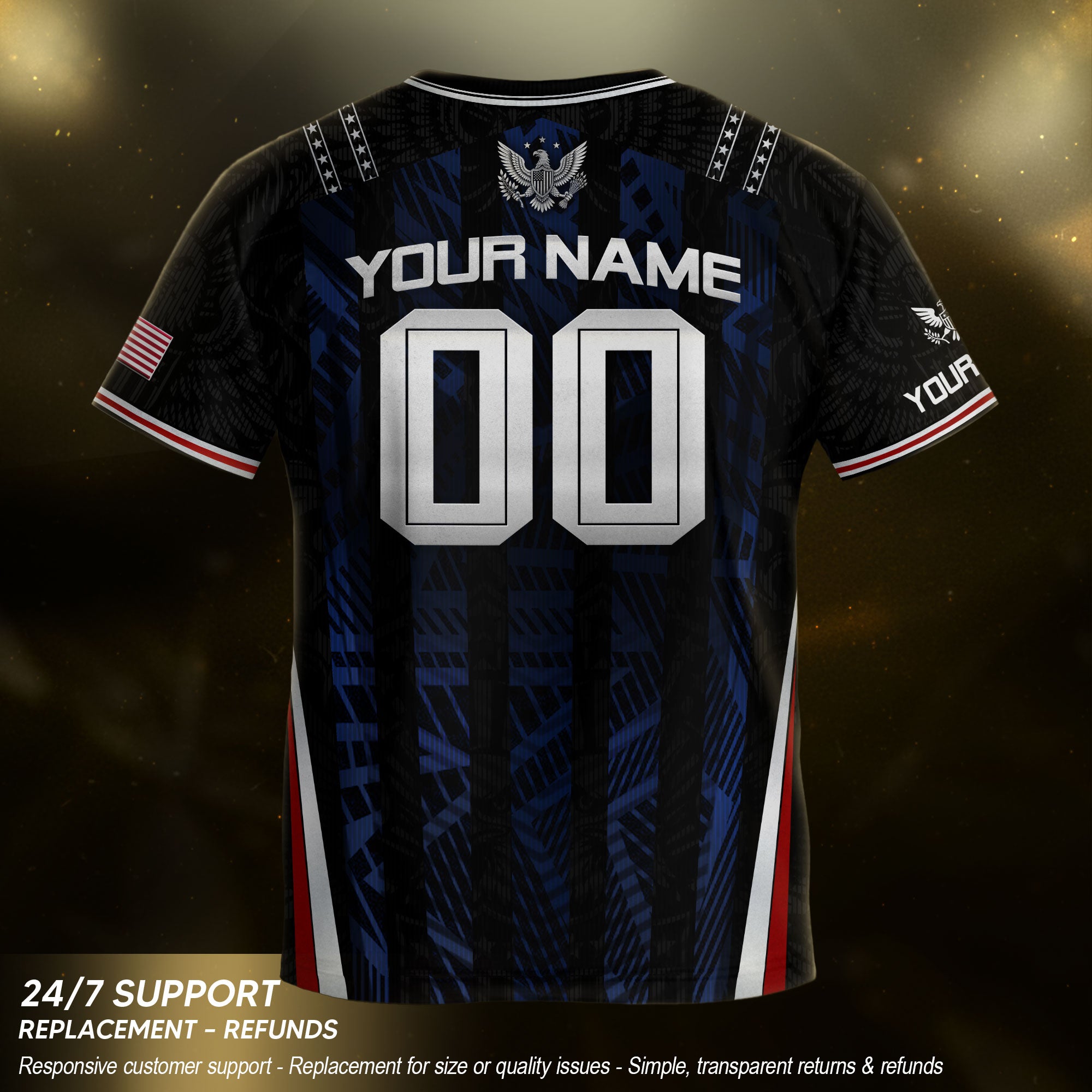 Custom Black and Blue USA Soccer Jersey Set Kid Personalized Name Number