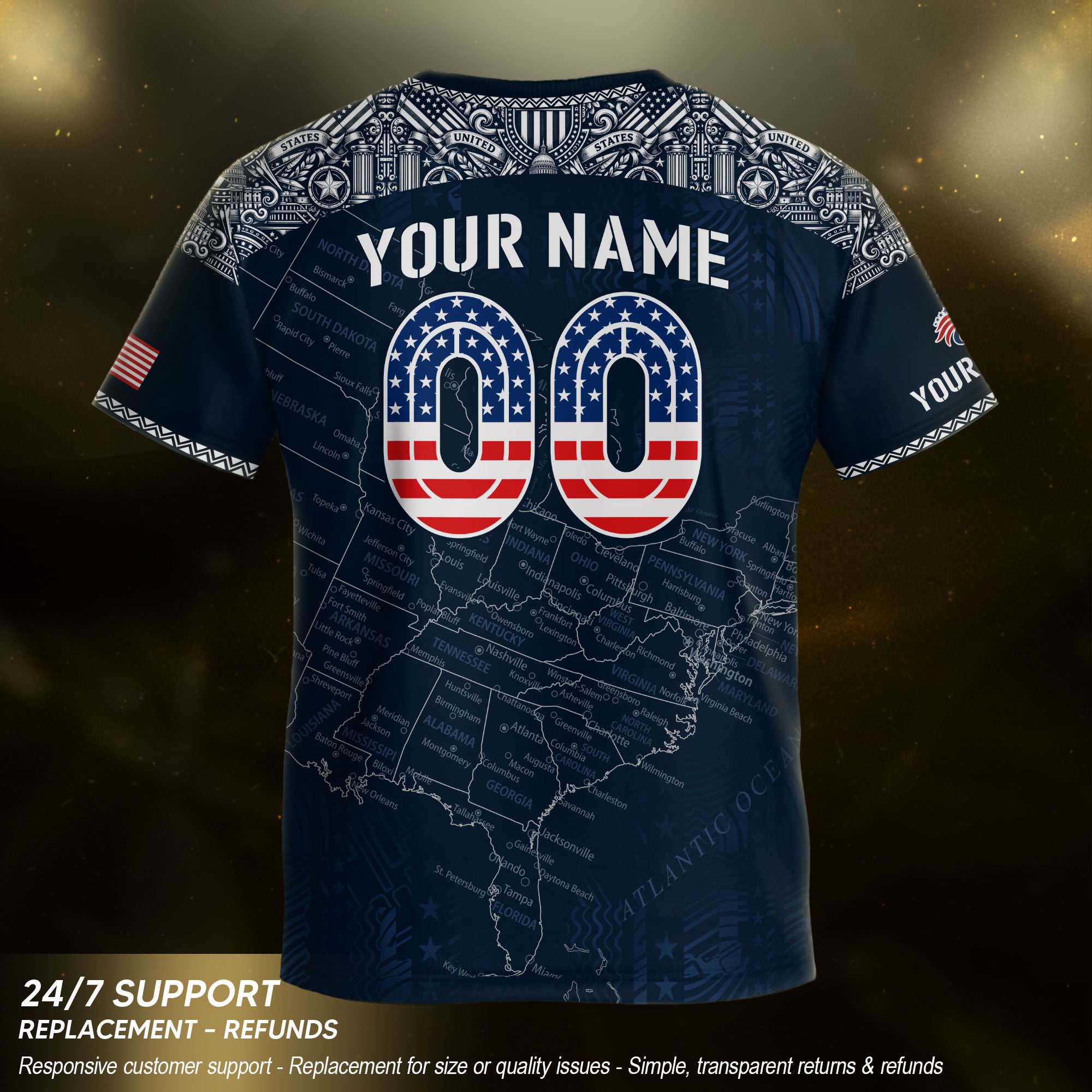 Custom Navy Blue USA Soccer Jersey and Shorts Kid Personalized Name Number