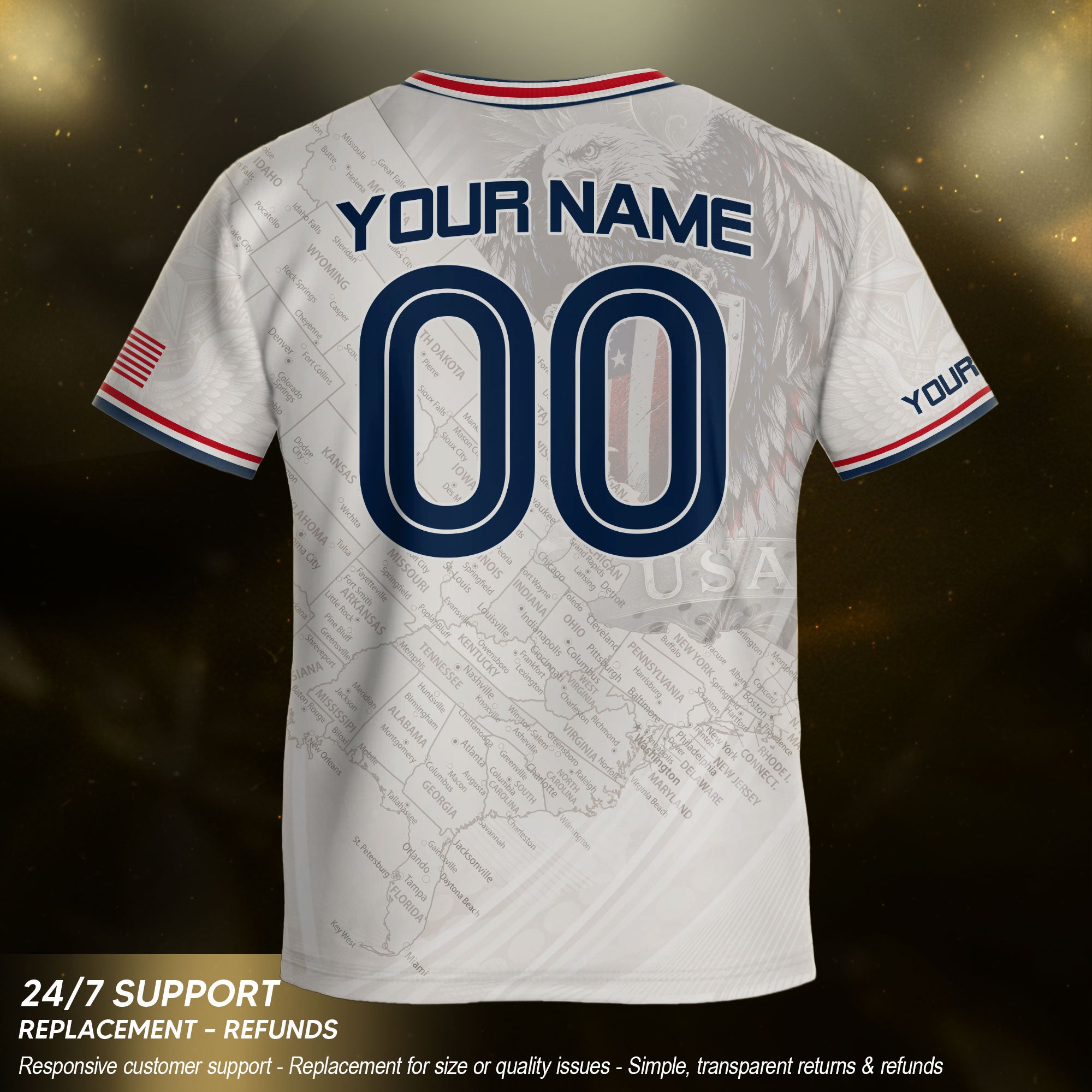 Custom White USA Soccer Jersey and Shorts Set Kid Personalized Name and Number