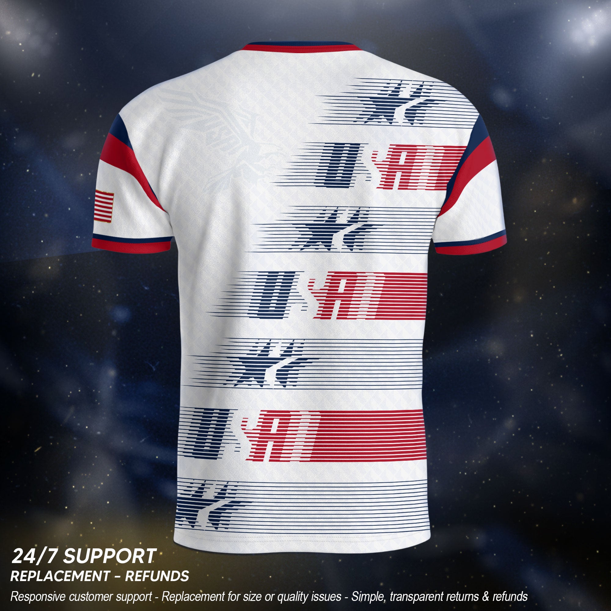 USA Soccer Jersey Men White Navy Red Flag Graphic Football Shirt Retro Fan Wear