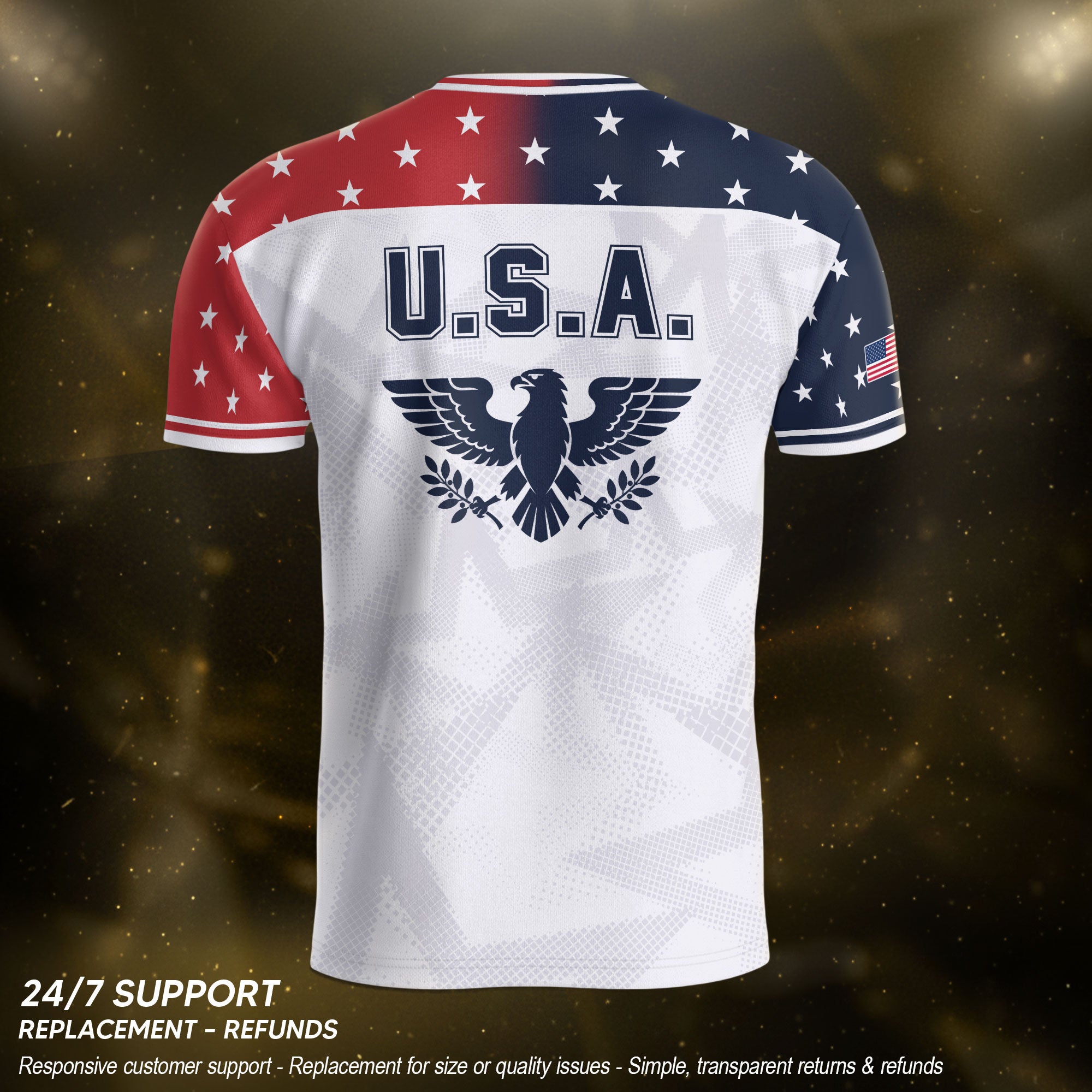 USA Soccer Jersey Adult Patriotic Eagle Shirt American National Football Team Tee - Rust Field Wear
