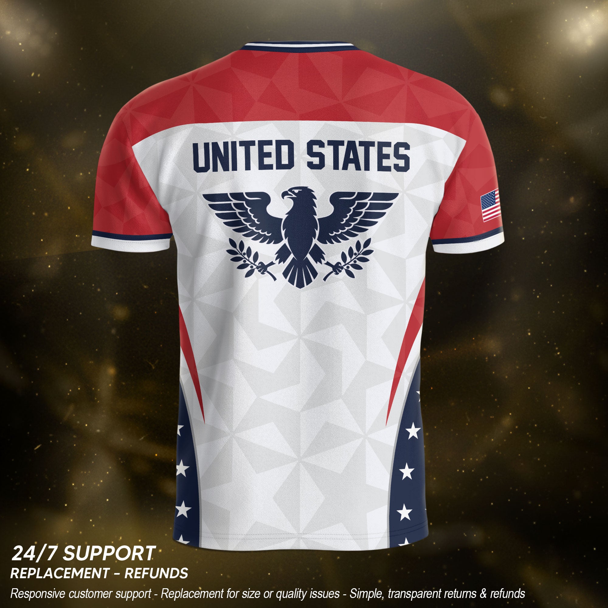USA Soccer Jersey Adult United States Patriotic Eagle Shirt American Football Tee - Rust Field Wear