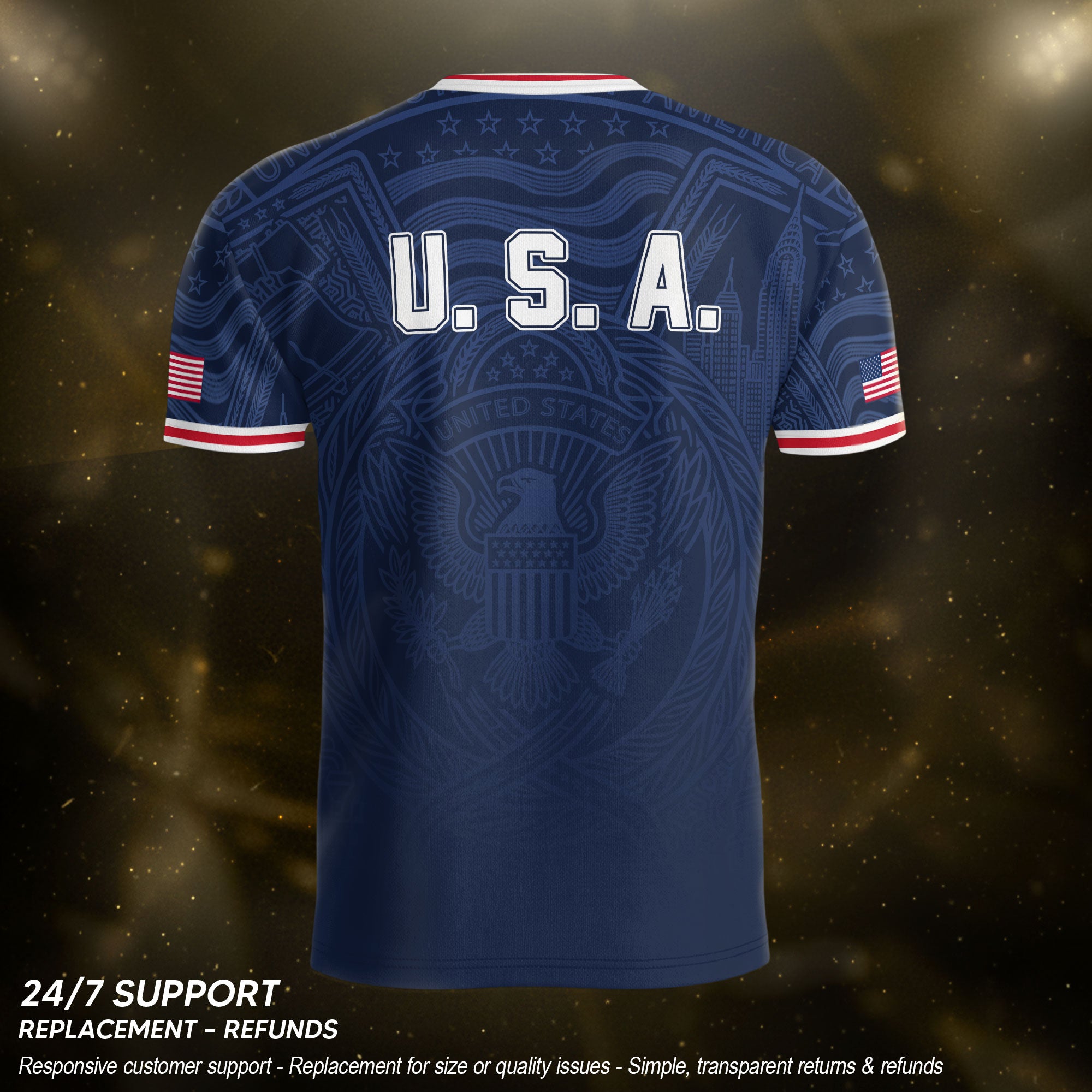 USA Eagle Patriotic Soccer Jersey Adult Navy Blue American Flag Independence Shirt