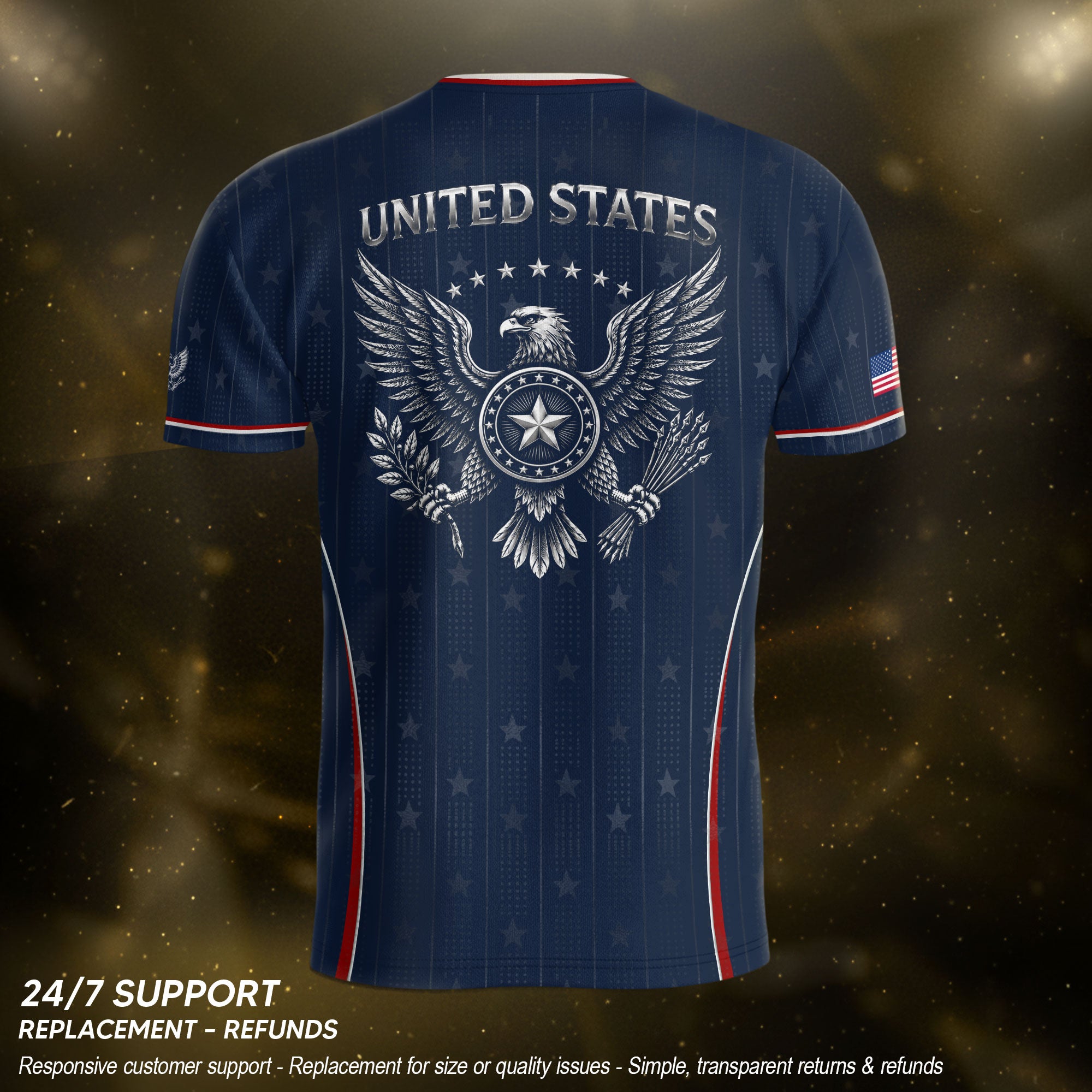 USA Soccer Jersey Adult Navy Blue Patriotic Pinstripe Shirt United States Team Tee