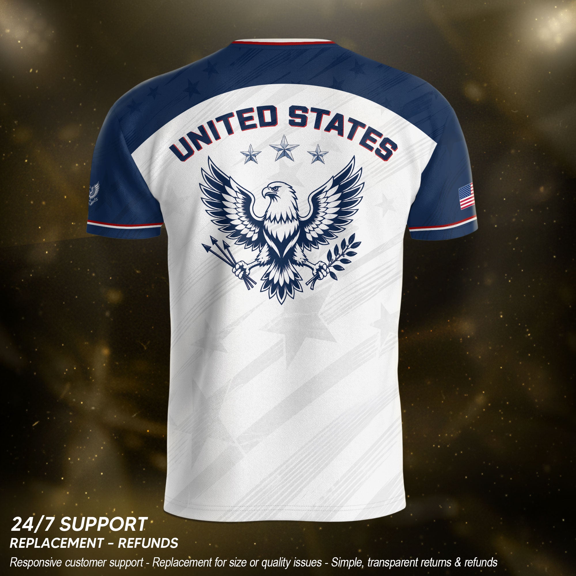 USA Soccer Jersey Adult White Navy Patriotic Diagonal Stripe Shirt United States Tee