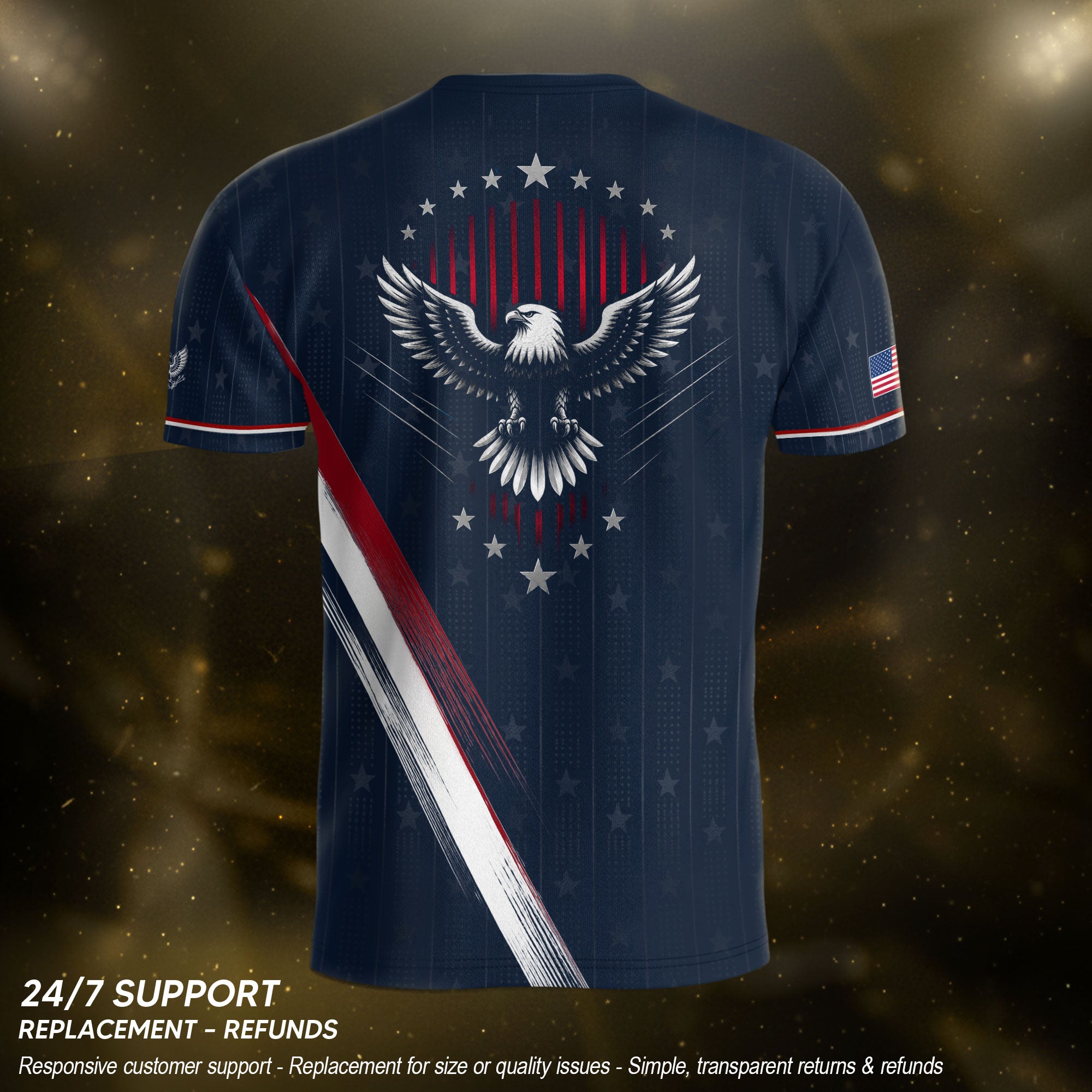 USA Soccer Jersey Adult Navy Patriotic Diagonal Sash Shirt United States Football Tee