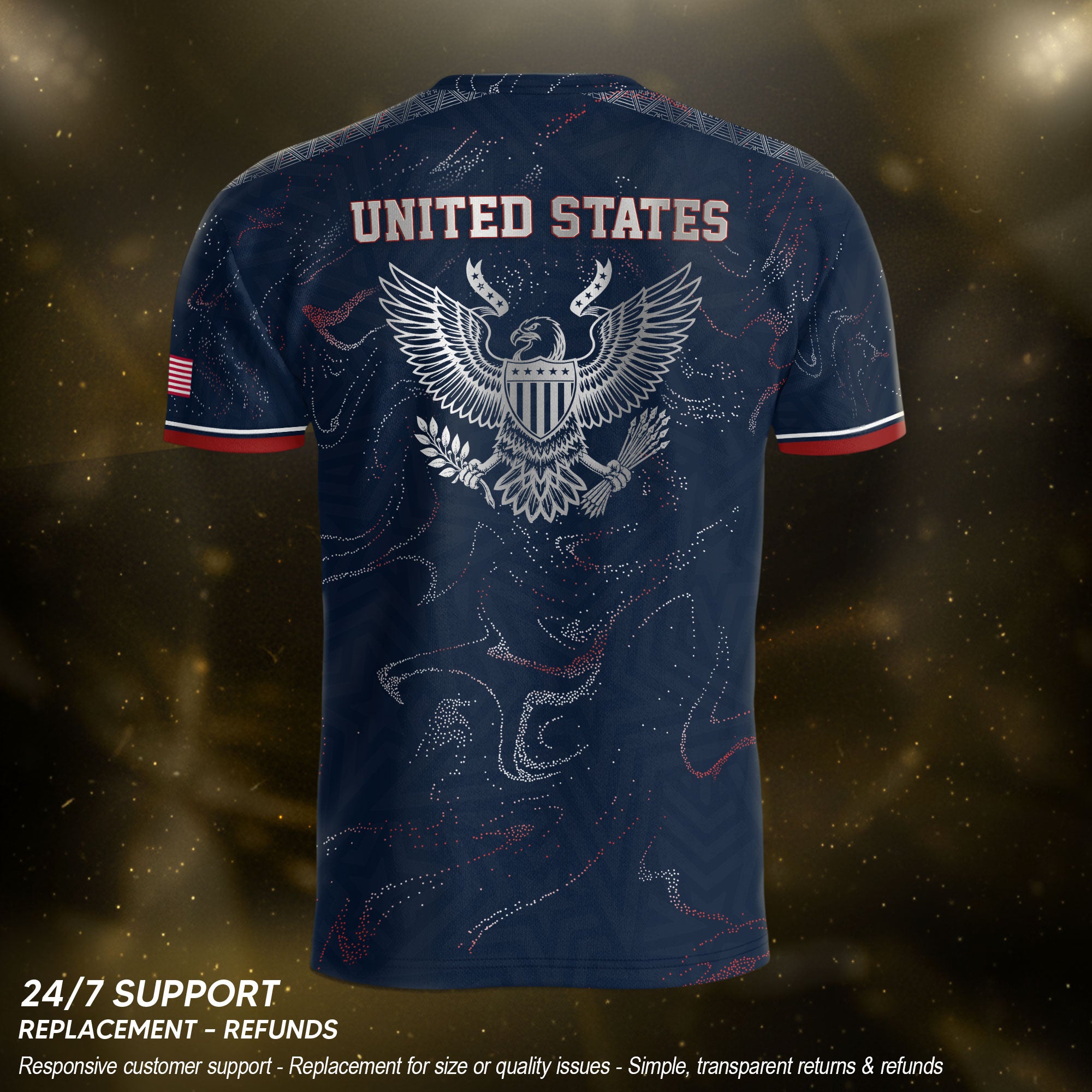 USA Soccer Jersey Adult Navy Patriotic Marble Swirl Graphic United States Football Tee