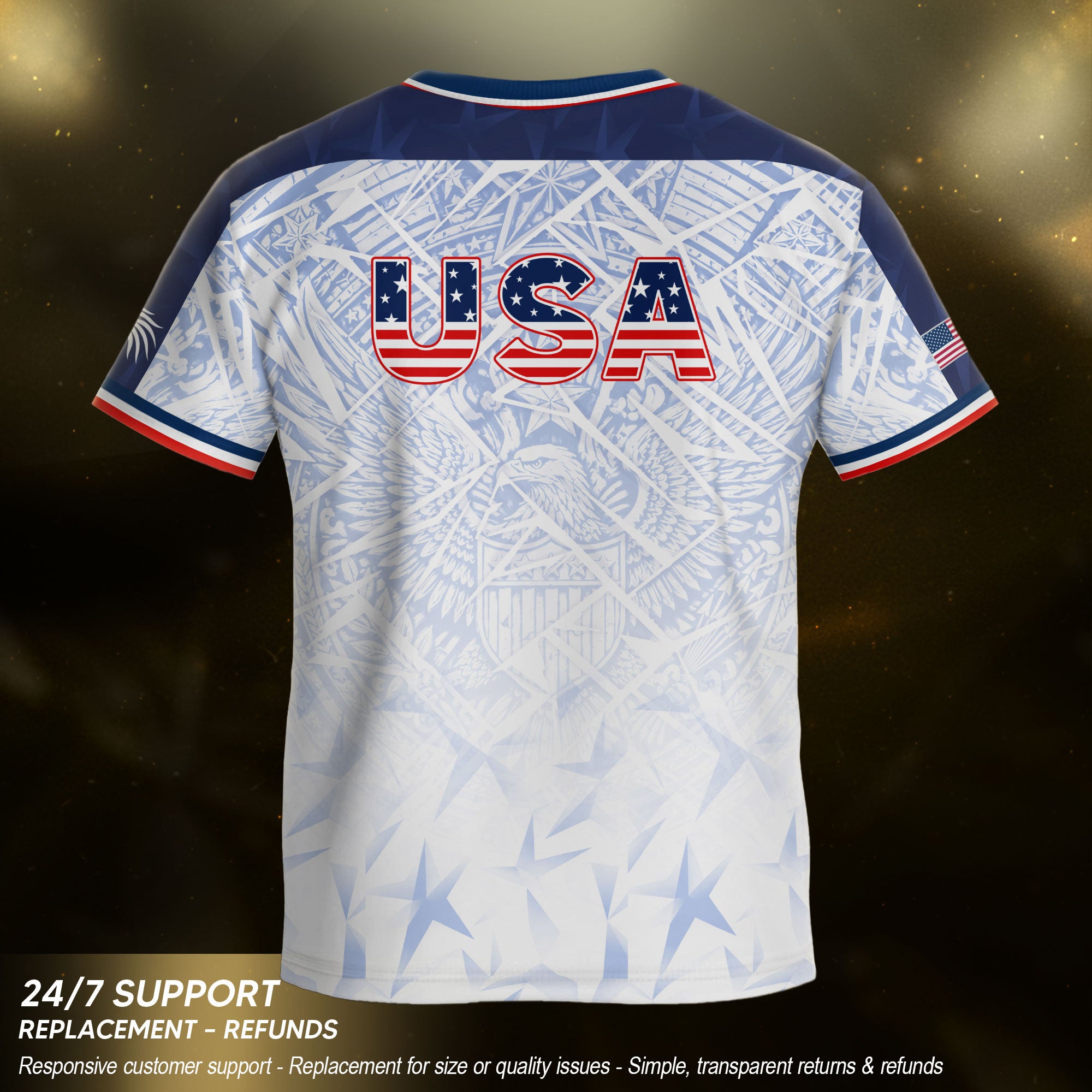USA Patriotic Kids Soccer Jersey American Flag Youth Football Shirt Independence Day