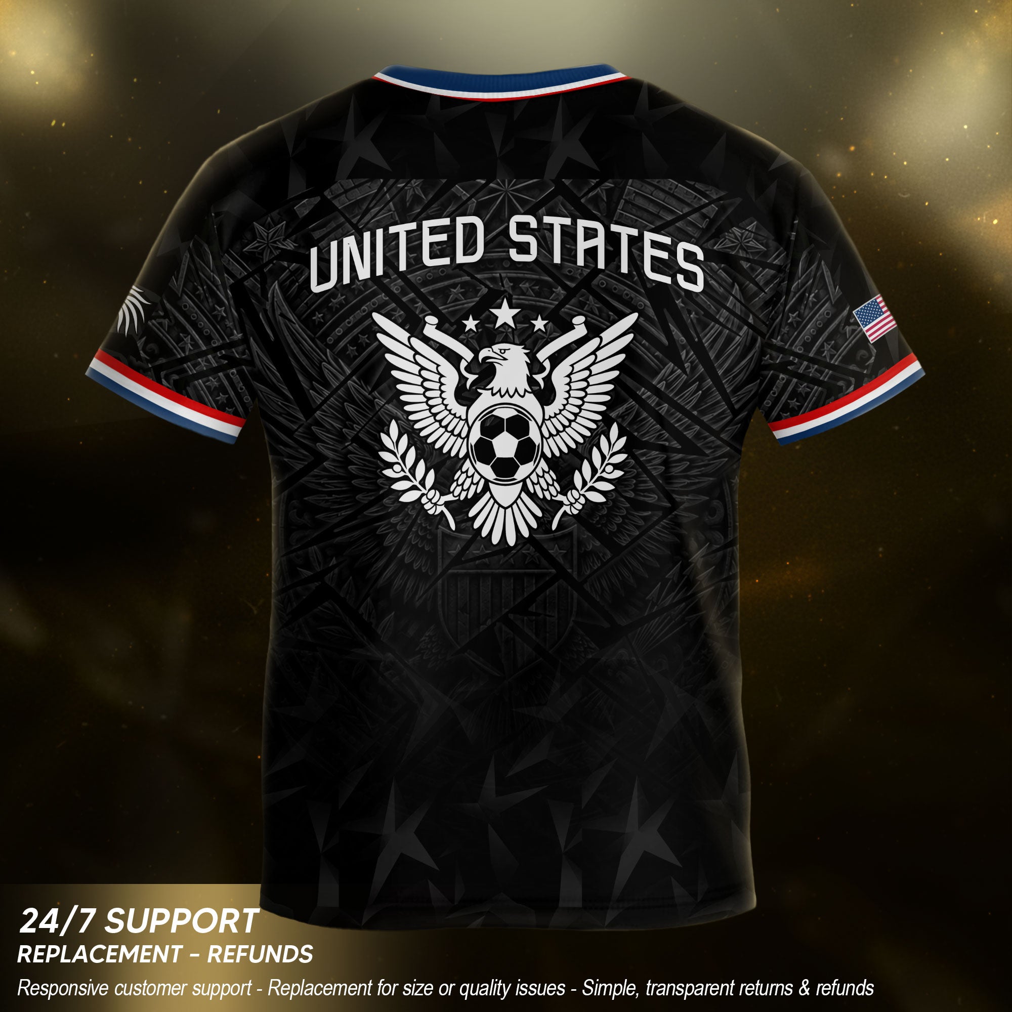 USA Patriotic Kids Soccer Jersey Eagle American Flag Youth Football Shirt for Kids