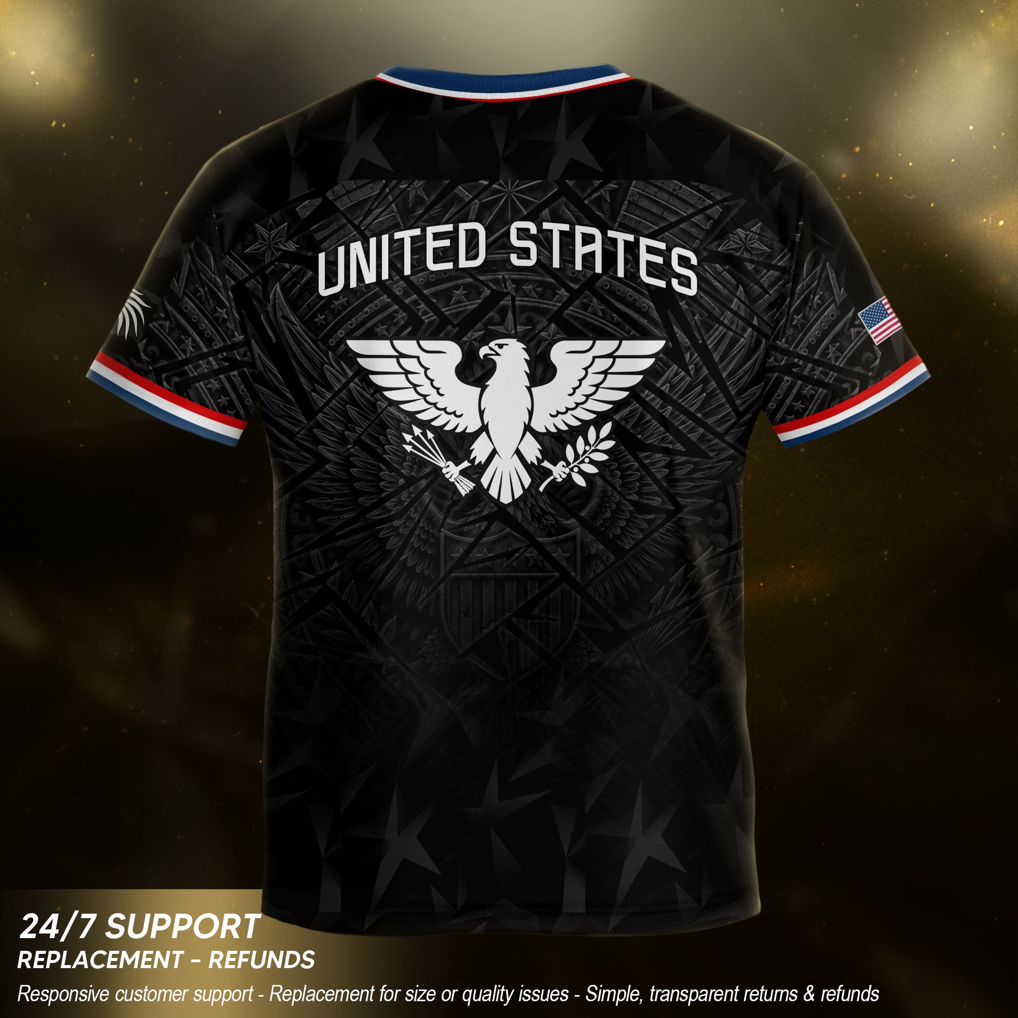 USA Patriotic Kids Soccer Jersey Eagle American Flag Youth Football Shirt for Kids