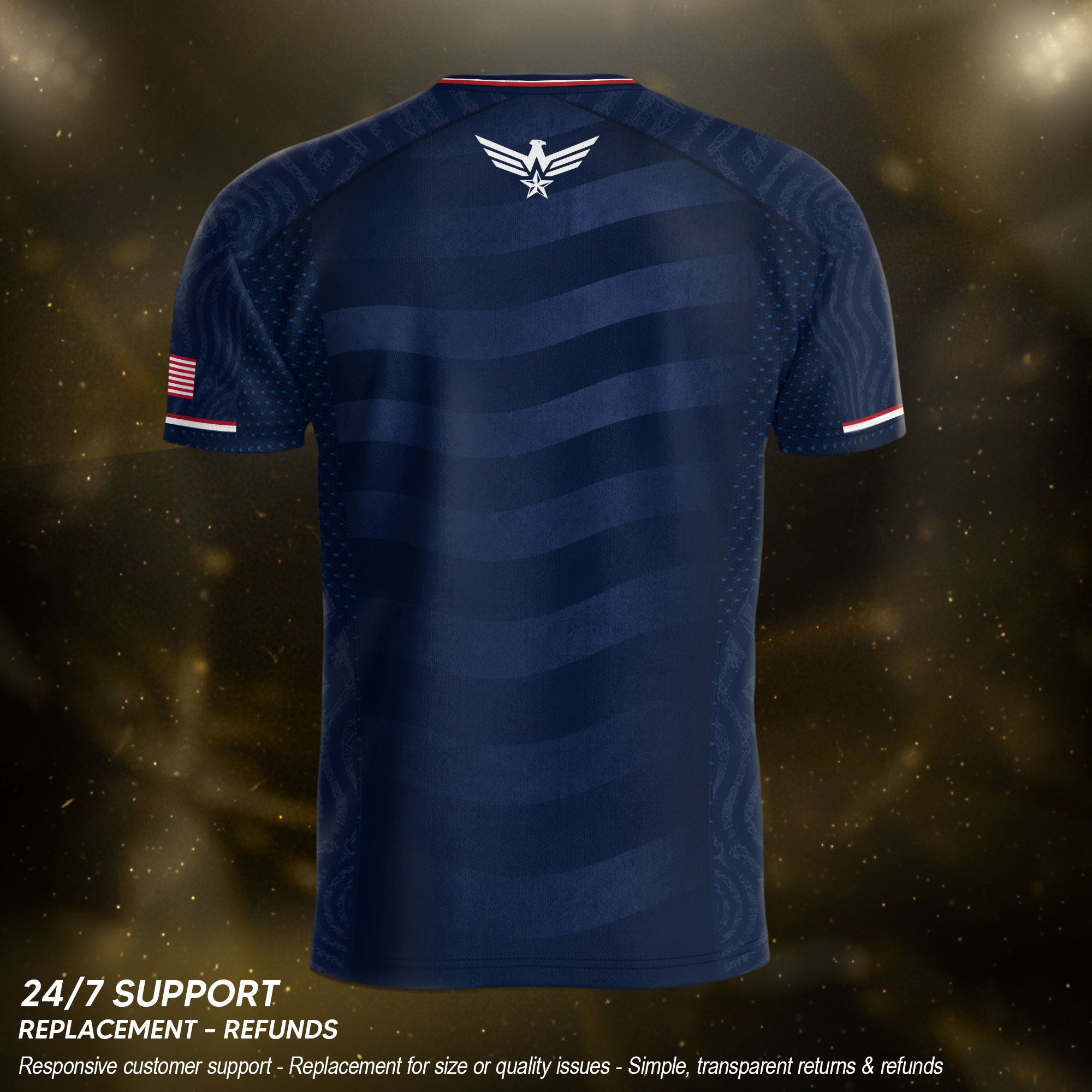 Adult USA Soccer Jersey Navy Patriotic Statue of Liberty Artistic Graphic Football Tee