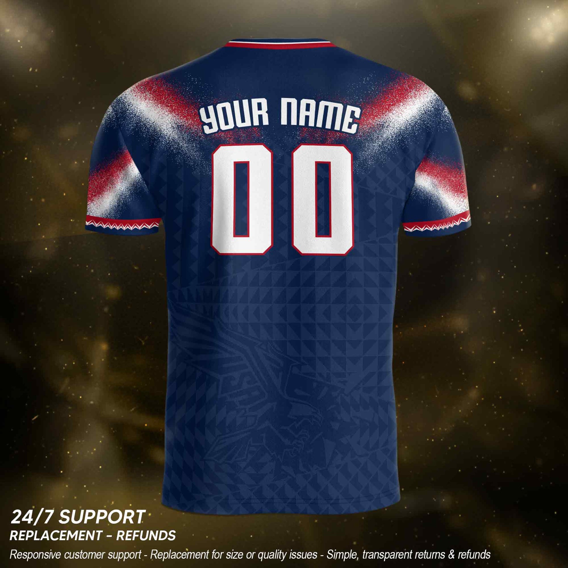 USA Patriotic Soccer Jersey Custom Name Number Adult Football Shirt Blue - Rust Field Wear