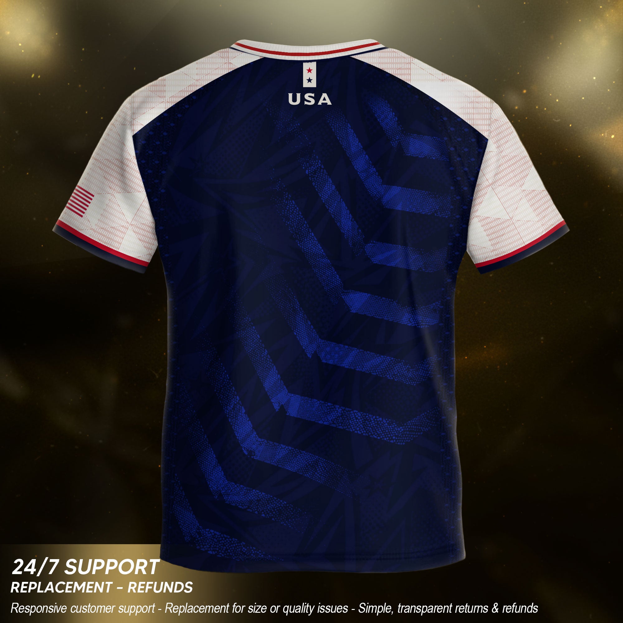 Kids USA Soccer Jersey Youth Children Patriotic Subtle Star Pattern United States Tee