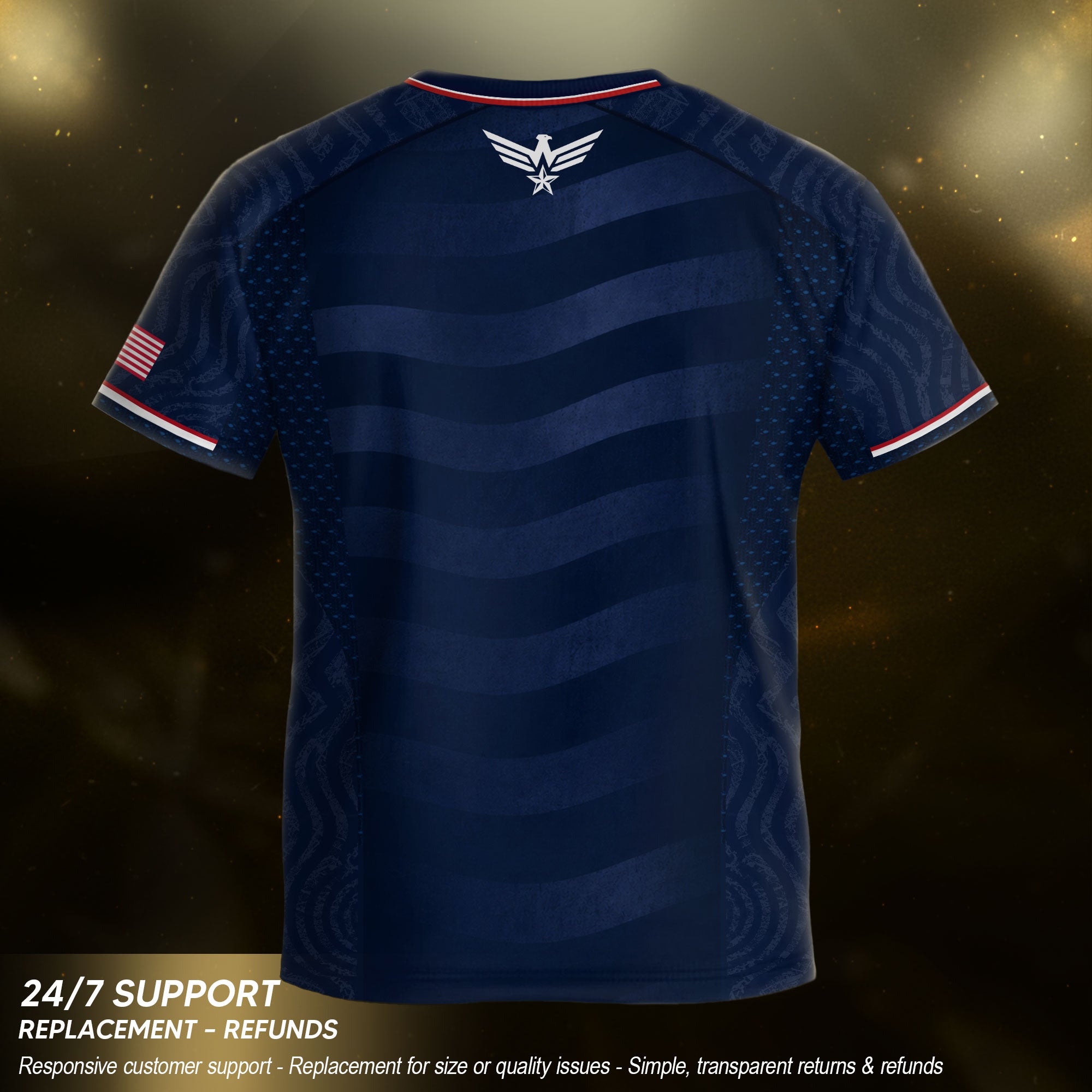 Kids USA Soccer Jersey Youth Patriotic Navy Statue of Liberty Graphic United States Tee