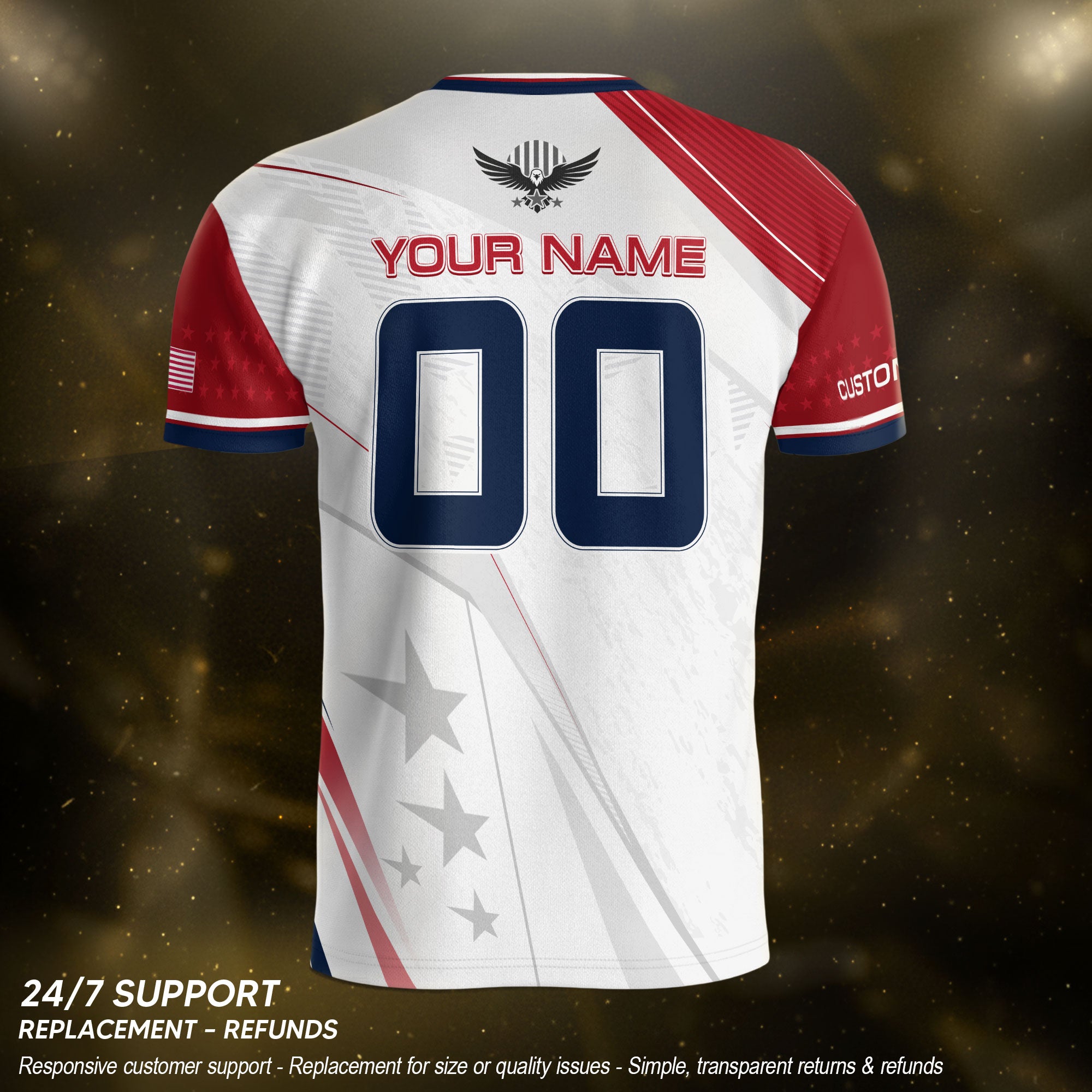 Custom USA Soccer Jersey Men White Red Personalized Name Number Football Shirt