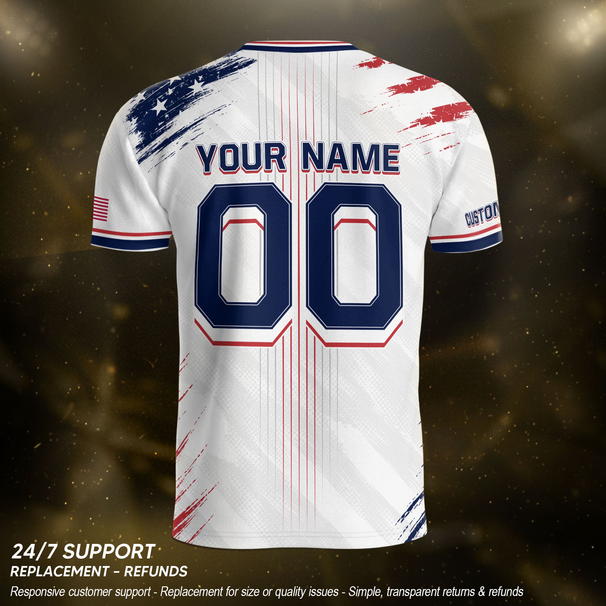 Custom USA Soccer Jersey Men White Brush Stroke Name Number Football Shirt