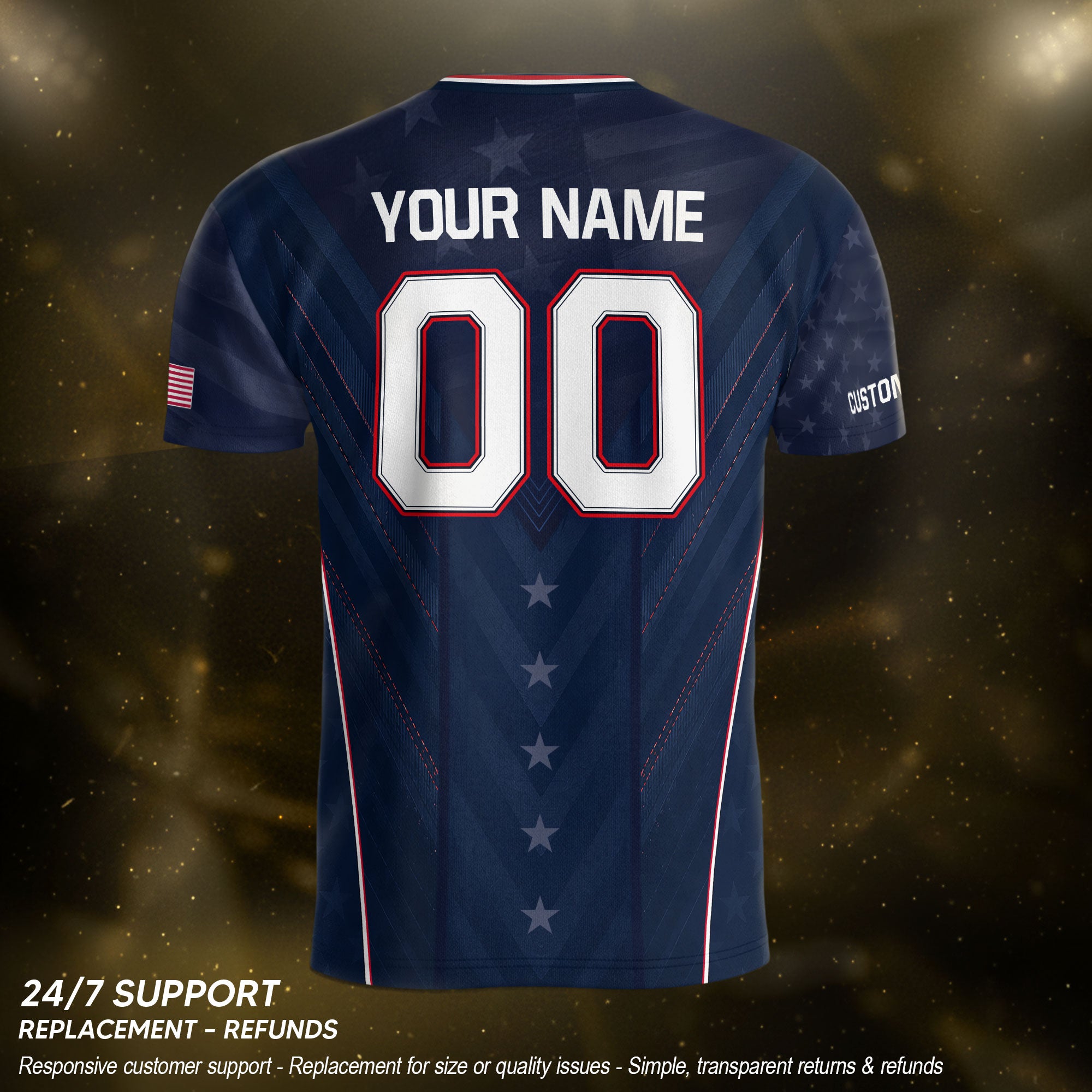 USA Soccer Jersey Men Navy Blue Athletic Name Number Football Shirt