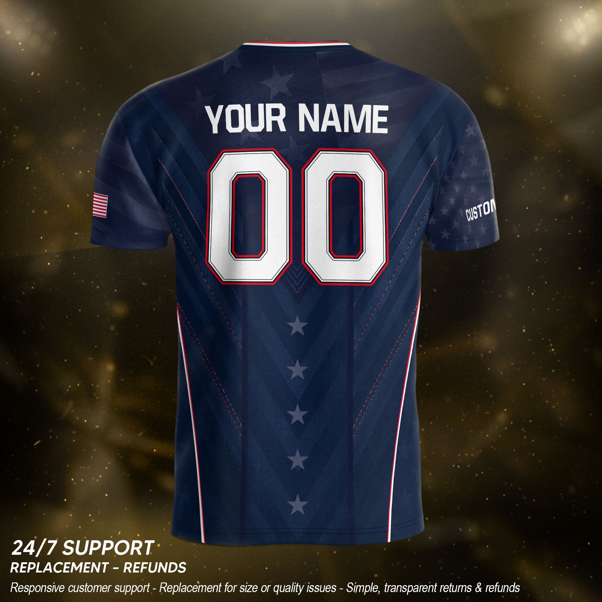 USA Soccer Jersey Men Navy Blue Athletic Name Number Football Shirt