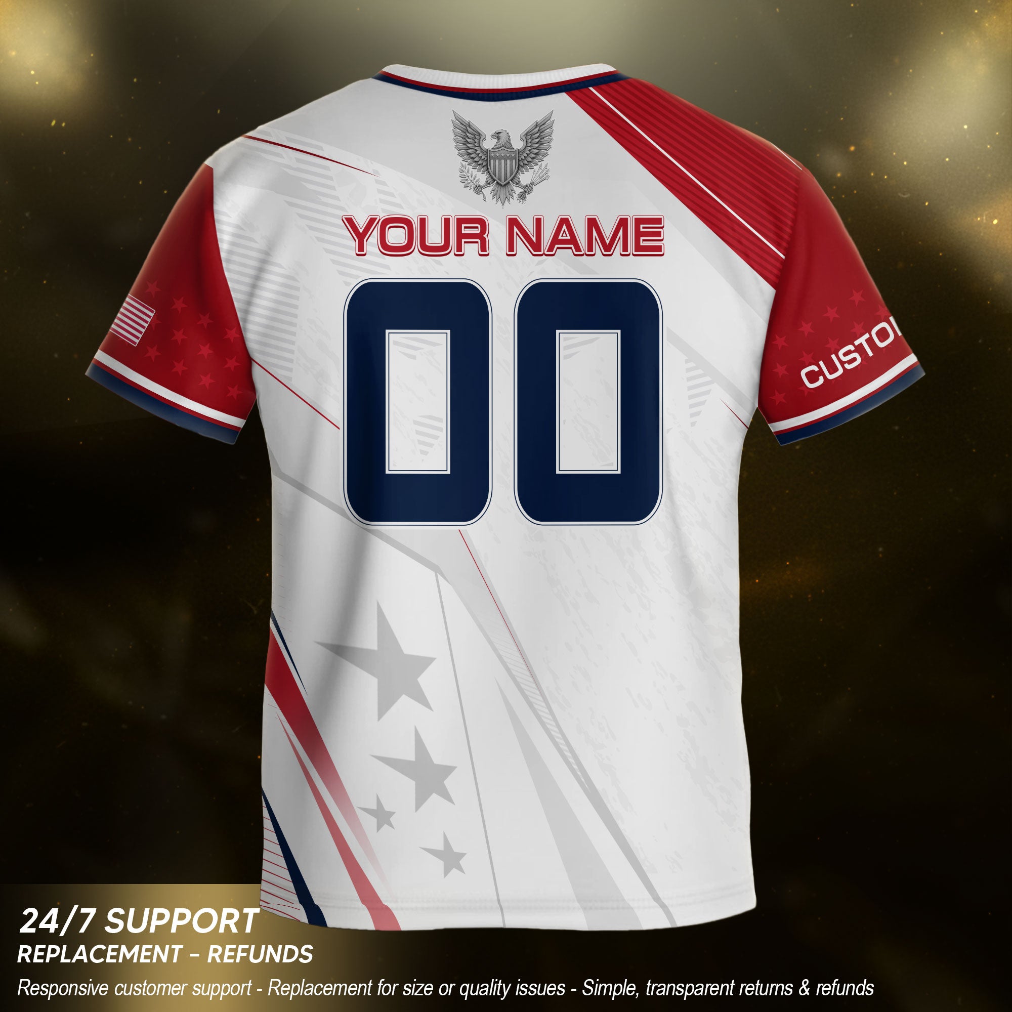 Custom Kids USA Soccer Jersey White Youth Patriotic Personalized Football Team Shirt