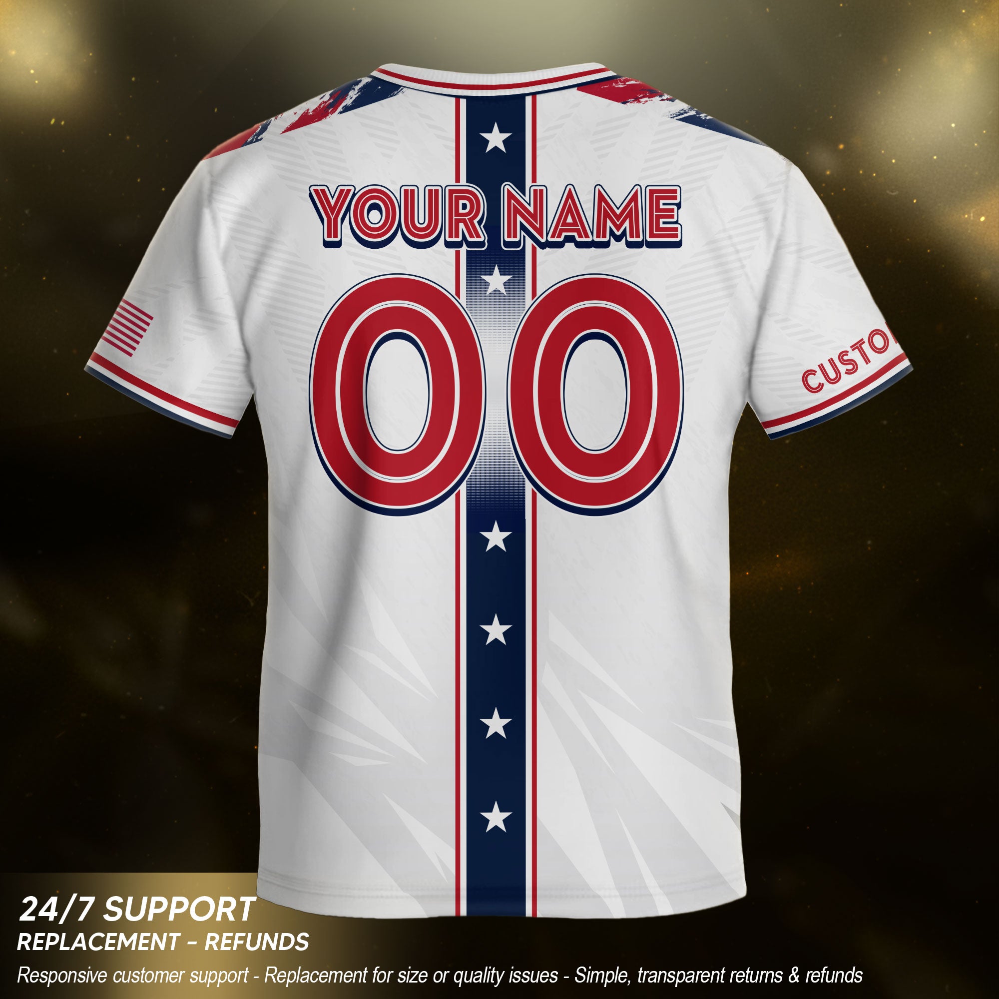 Custom Kids USA Soccer Jersey White Youth Star Stripe Personalized Football Team Shirt