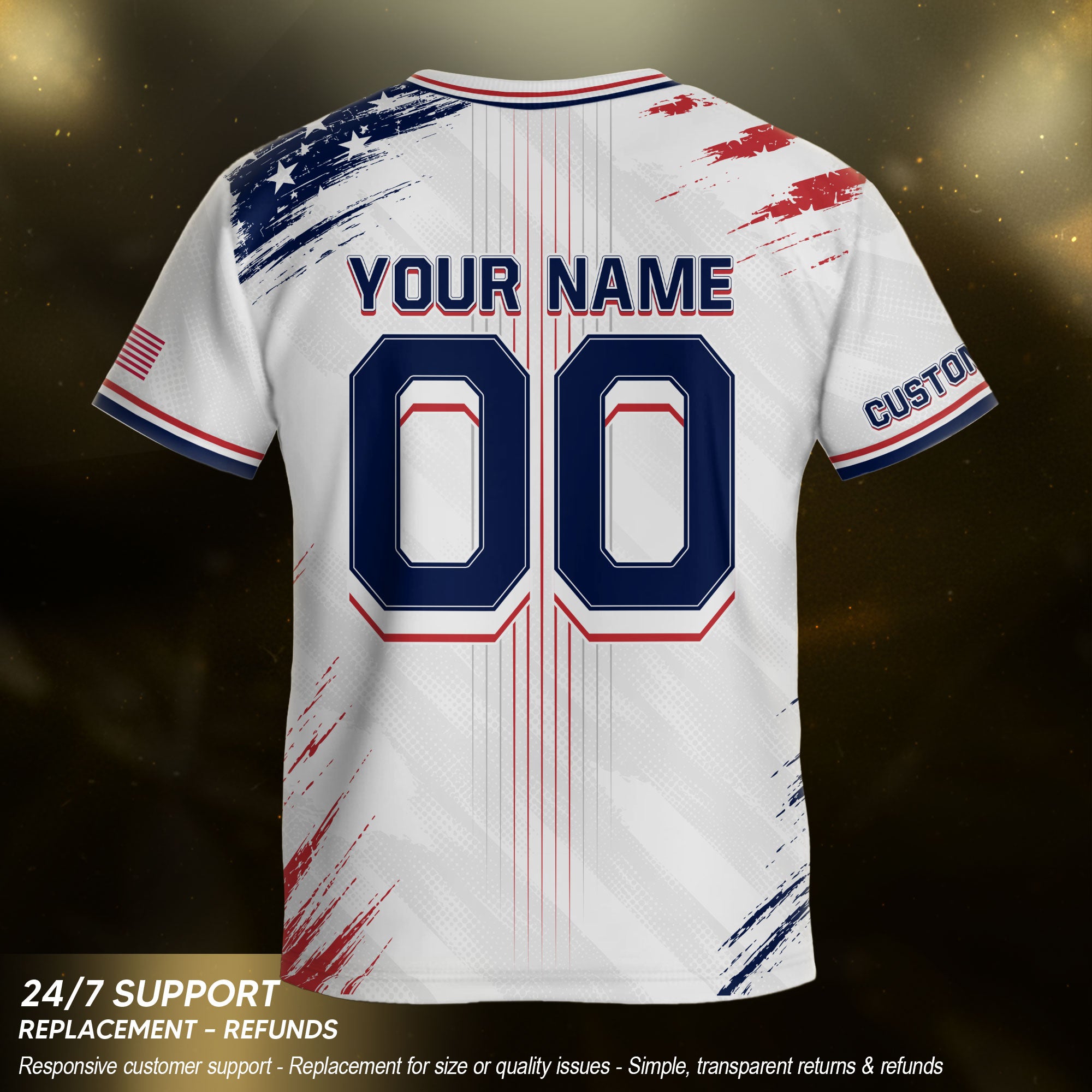 Custom Kids USA Soccer Jersey White Youth Distressed Flag Personalized Football Shirt