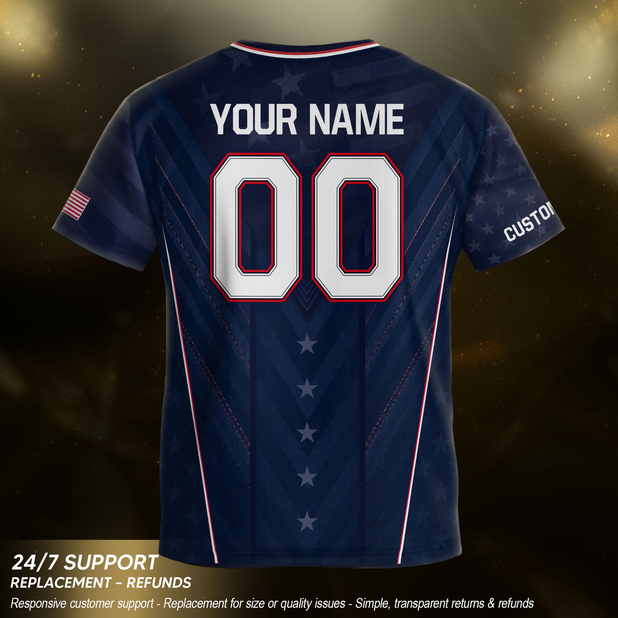 Custom Kids USA Soccer Jersey Blue Youth Patriotic Personalized Football Team Shirt