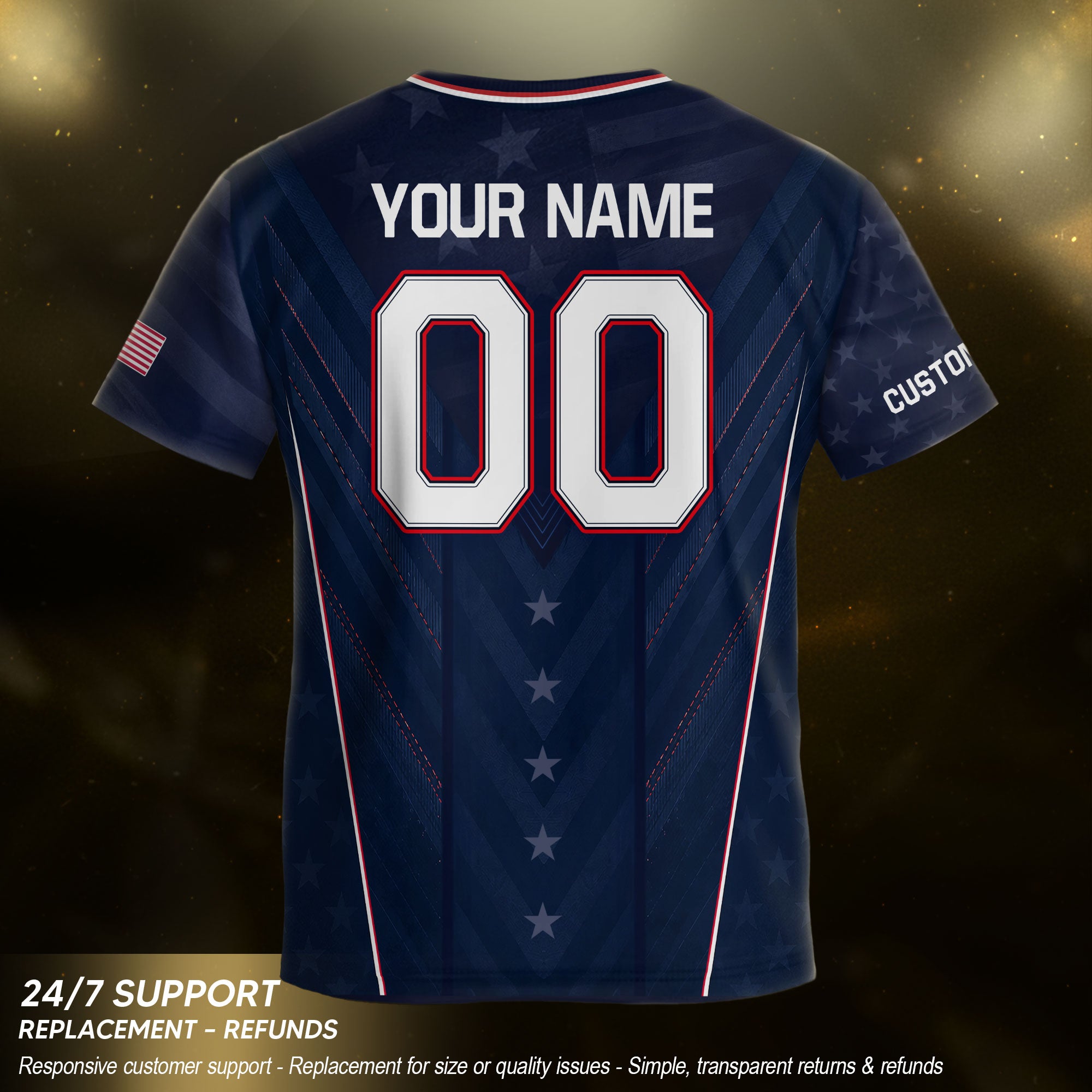 Custom Kids USA Soccer Jersey Blue Youth Patriotic Personalized Football Team Shirt