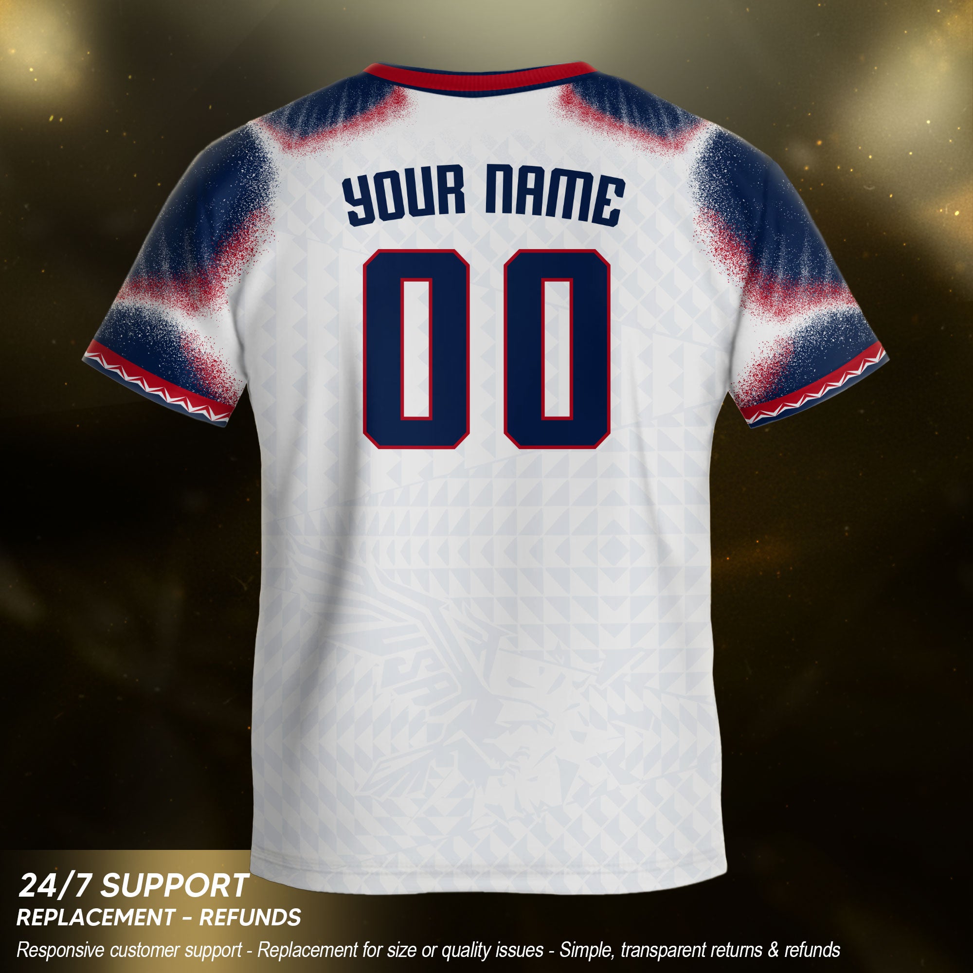 Personalized Name Number USA Soccer Jersey White American Flag Eagle Football Shirt Youth