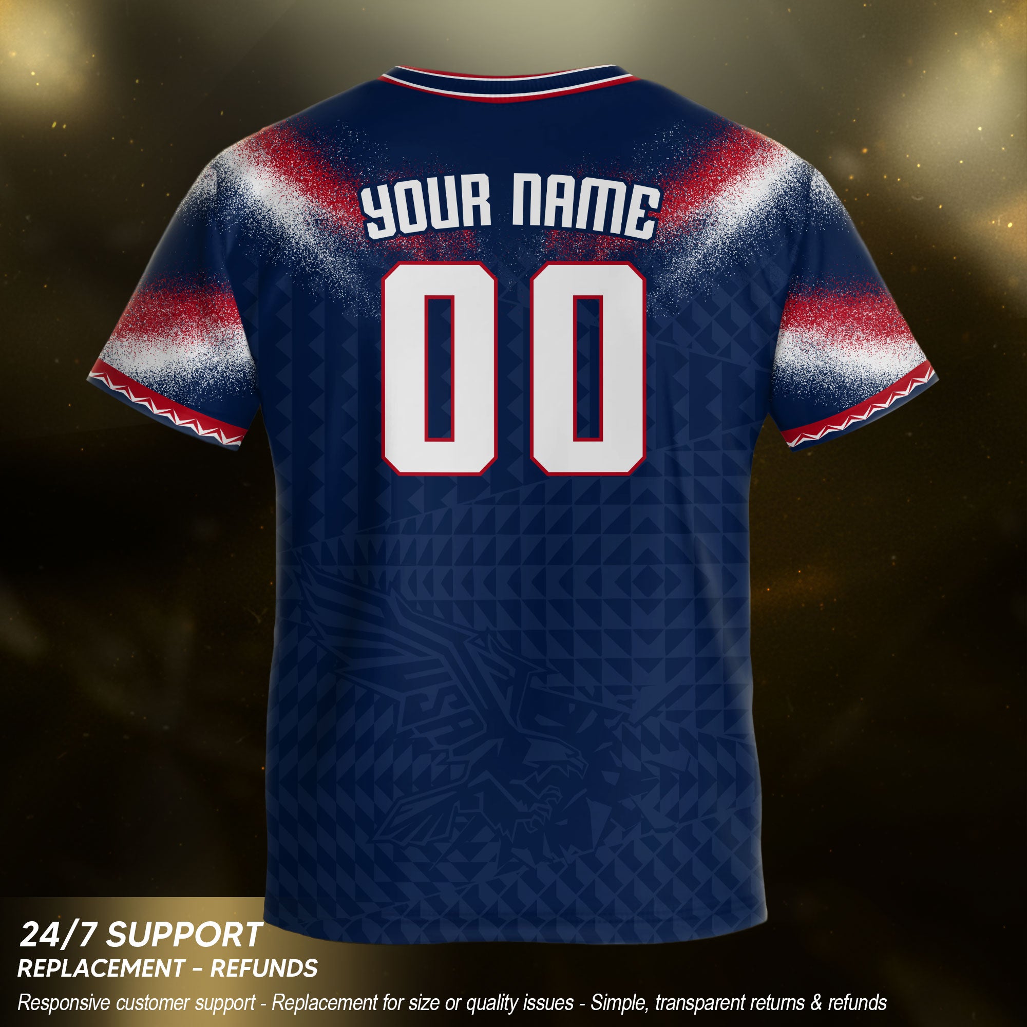 Custom Name Number Youth USA Soccer Jersey Navy Red Eagle Patriotic Football Jersey Kids
