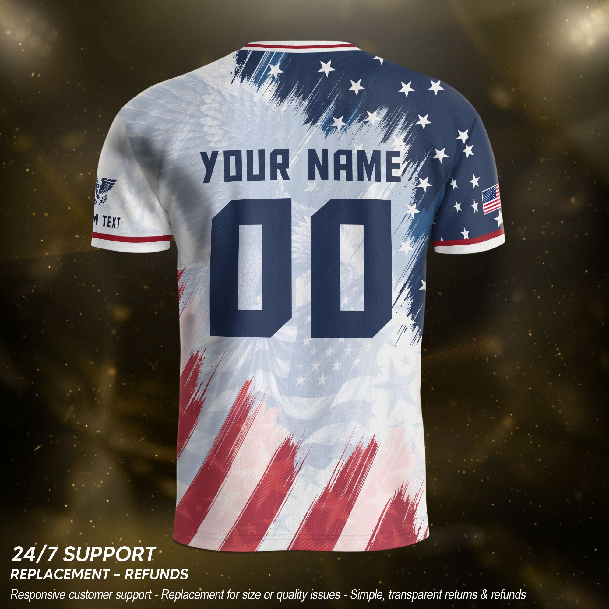 USA Soccer Jersey White Custom American Football Shirt Graphic Patriotic Tee Men