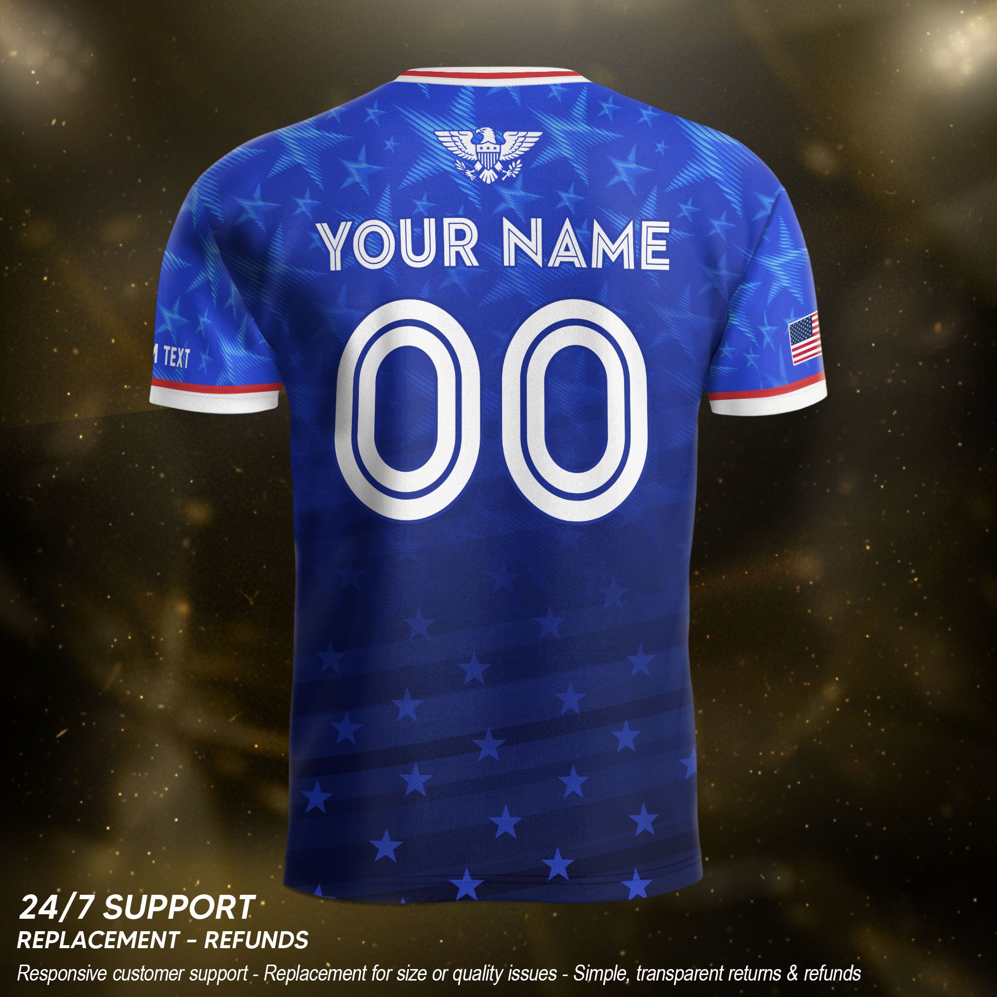 USA Soccer Jersey Blue Personalized American Football Shirt All Over Stars Print Men