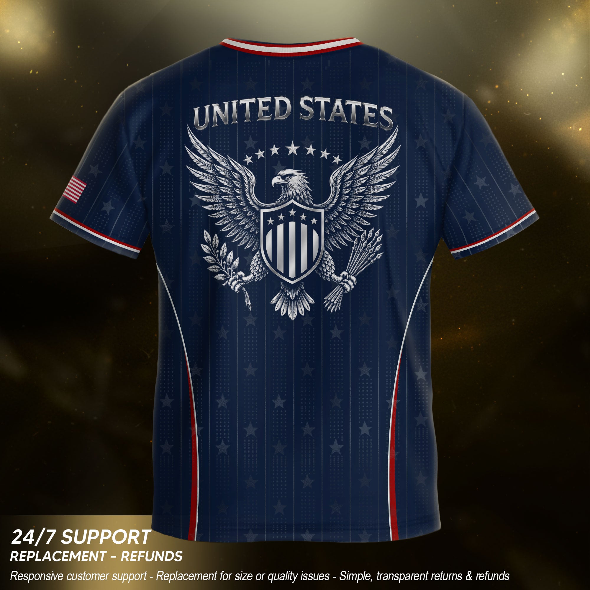 Kids USA Blue Soccer Jersey Youth Patriotic American Flag Eagle Football Shirt