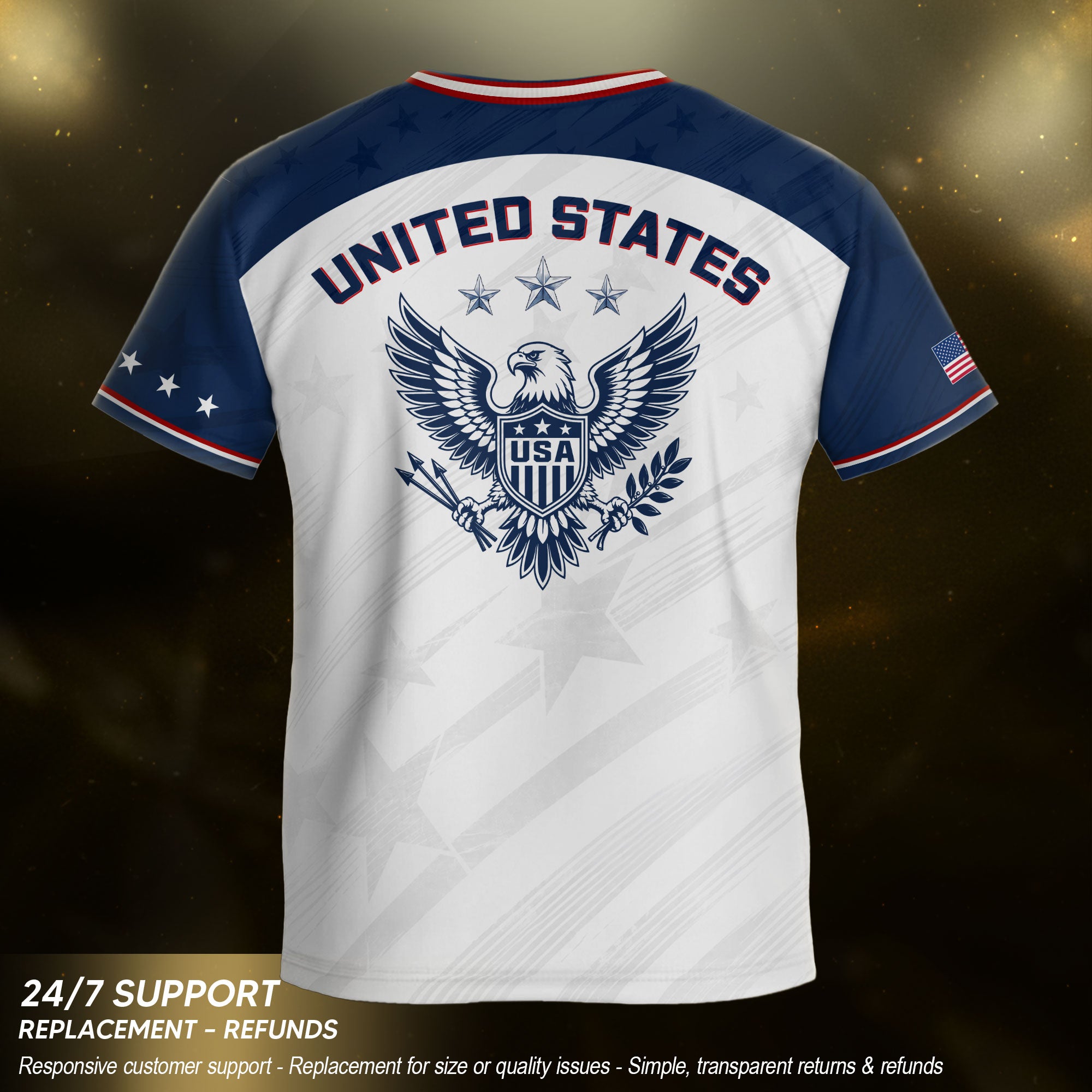 Kids USA Soccer Jersey White Youth Patriotic American Flag Eagle Football Tee Shirt