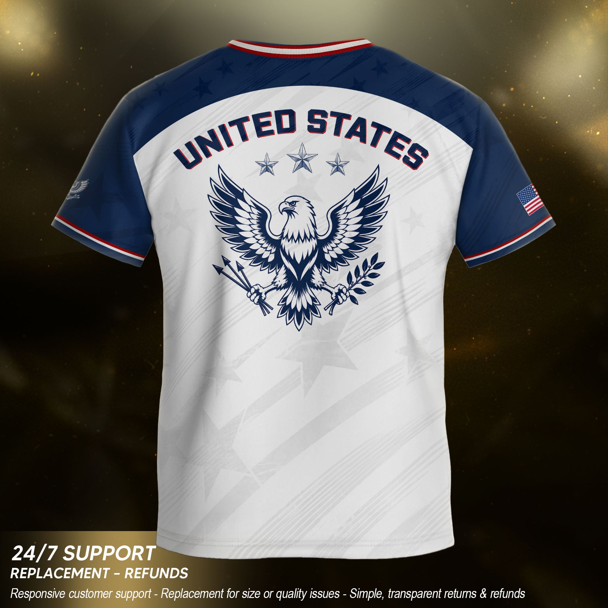 Kids USA Soccer Jersey White Youth Patriotic American Flag Eagle Football Tee Shirt
