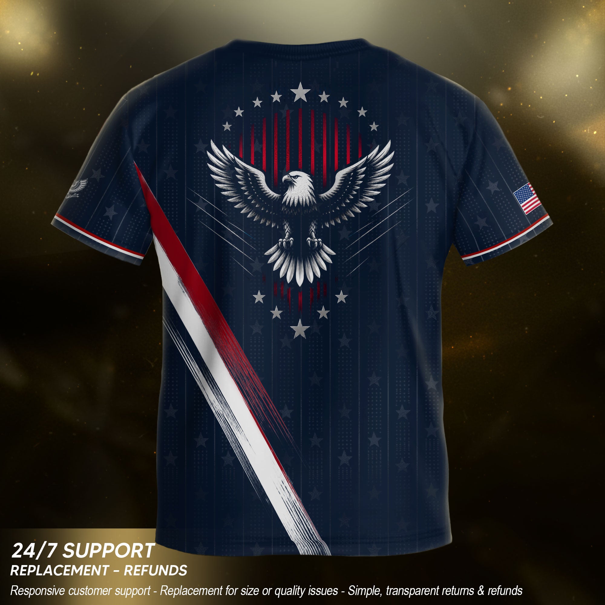 Kids USA Soccer Jersey Navy Blue Youth Patriotic American Flag Eagle Football Tee Shirt