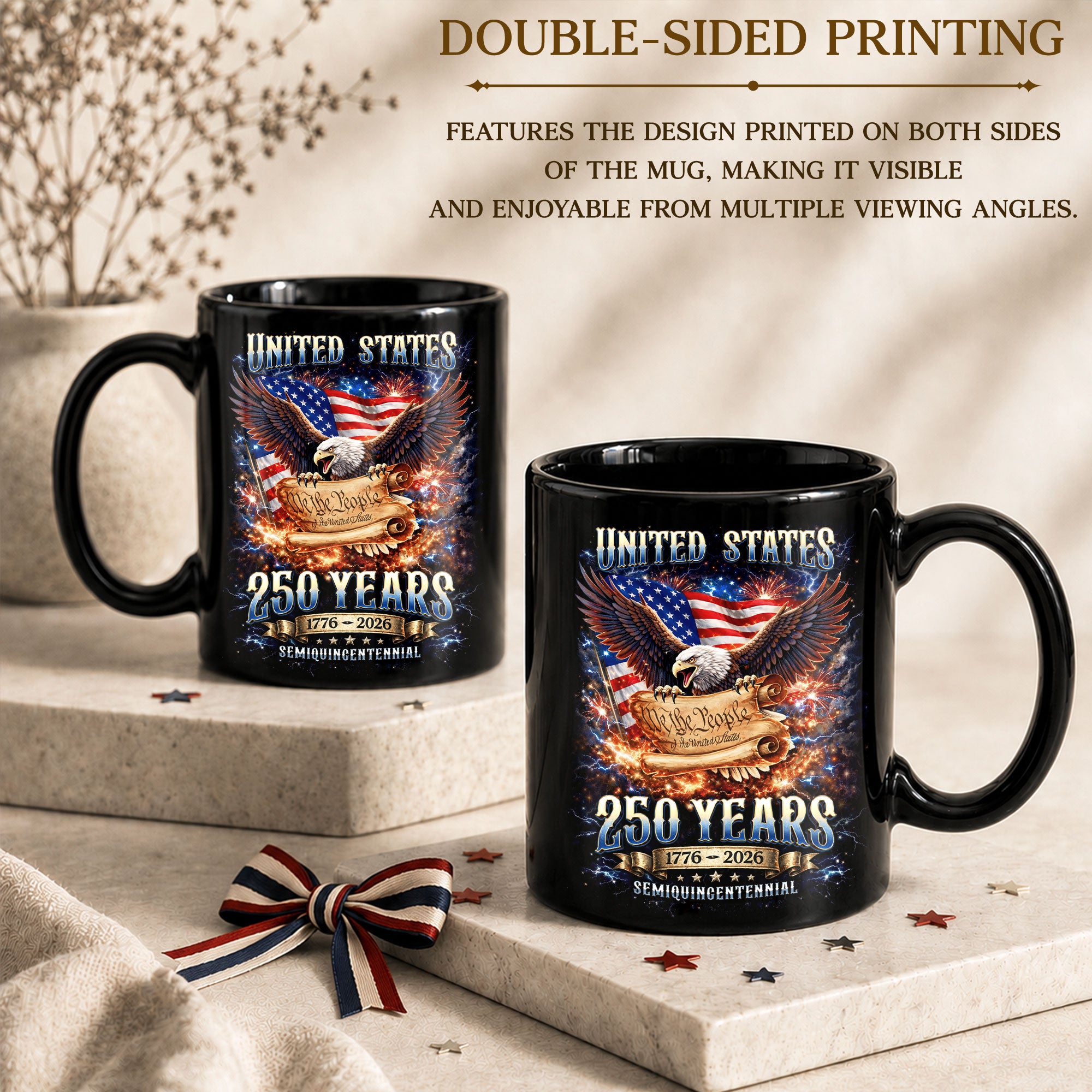 United States 250 Years Mug - We The People 1776 2026 Patriotic Bald Eagle Cup